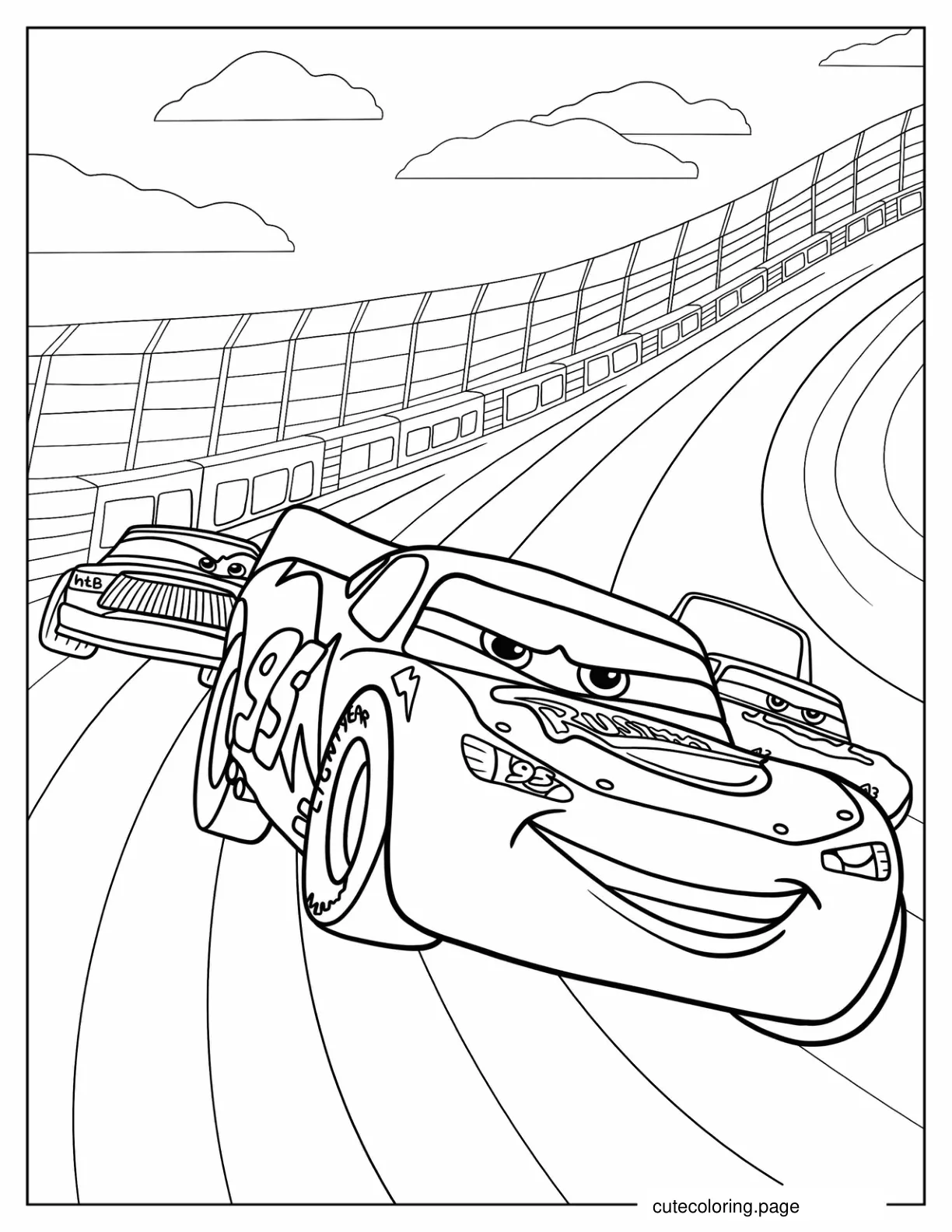 Lightning McQueen Leading Race Coloring Page coloring page