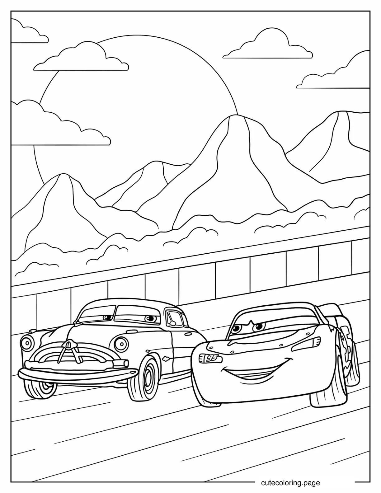 Lightning McQueen With Doc Hudson Coloring Page coloring page