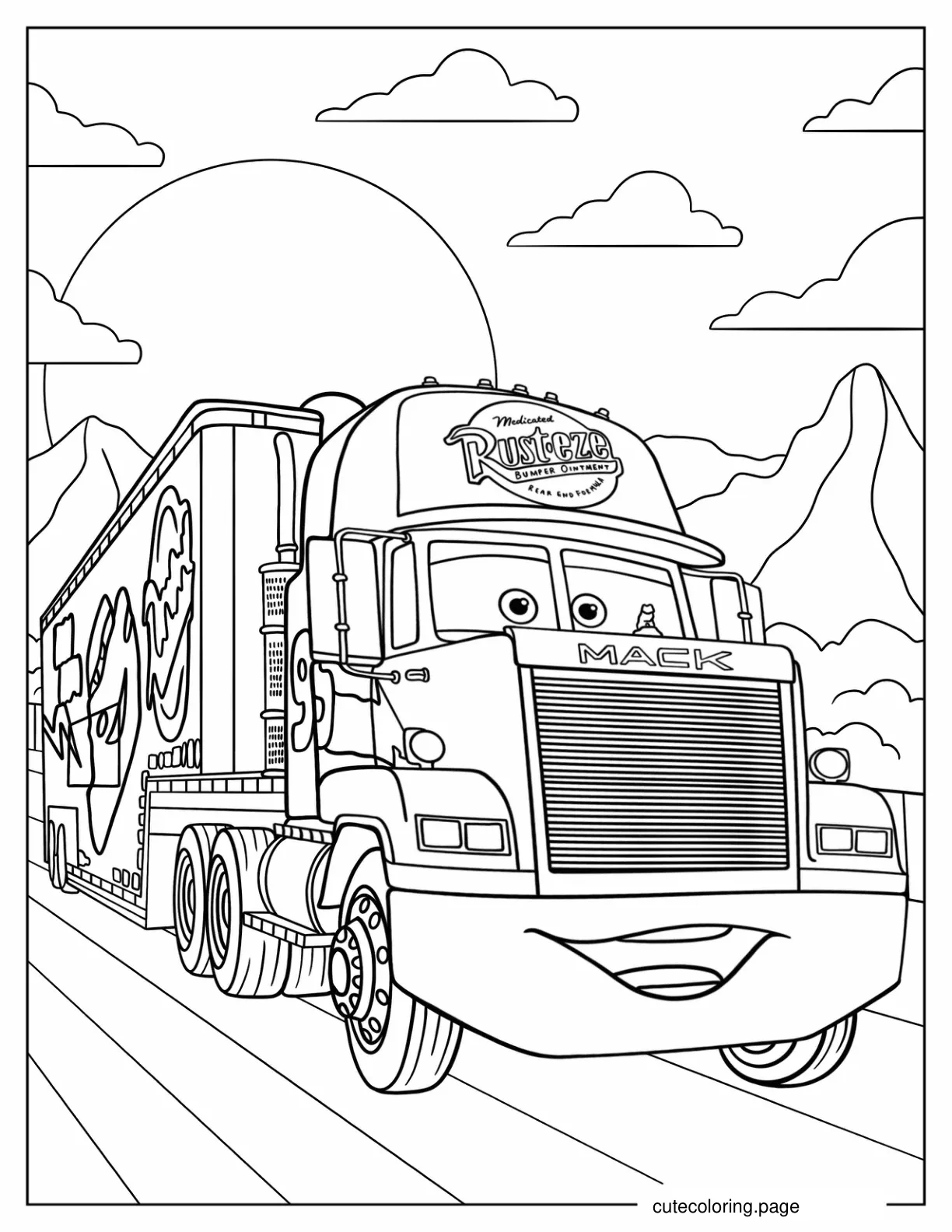 Mack On The Road coloring page