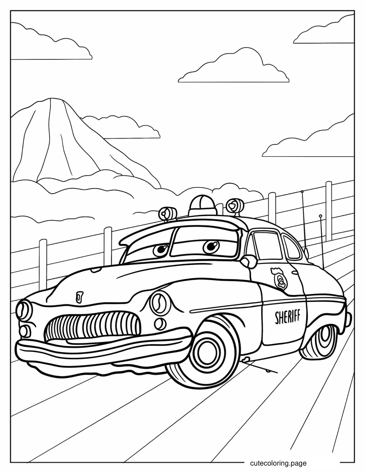 Pixar Cars Sheriff Coloring Page coloring page