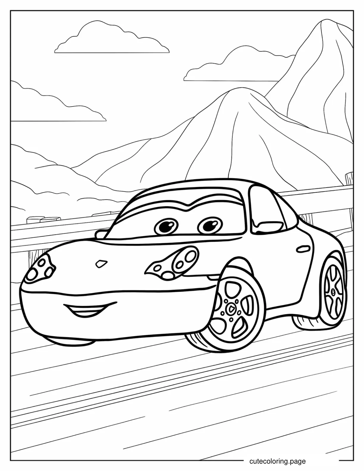 Simple Sally Carrera Coloring Sheet For Kids coloring page