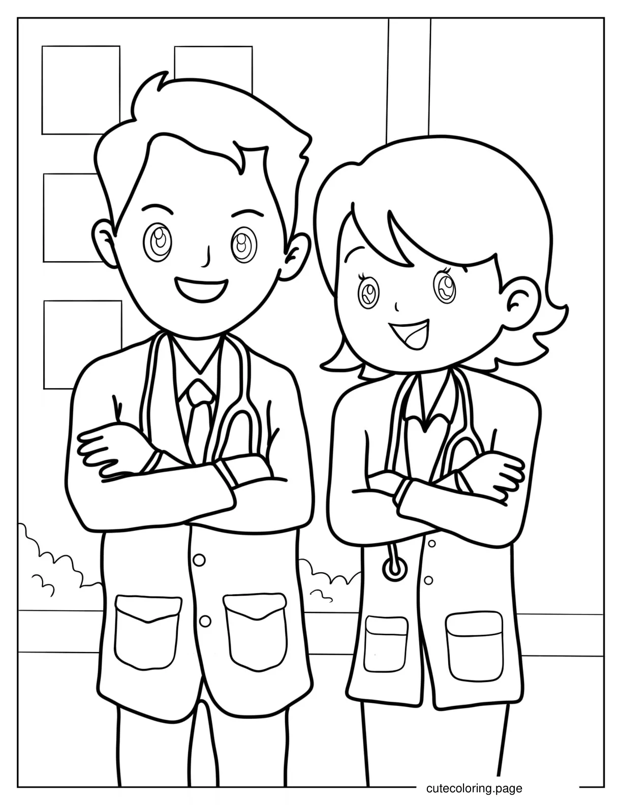 Cartoon Doctor Coloring Page For Preschoolers coloring page