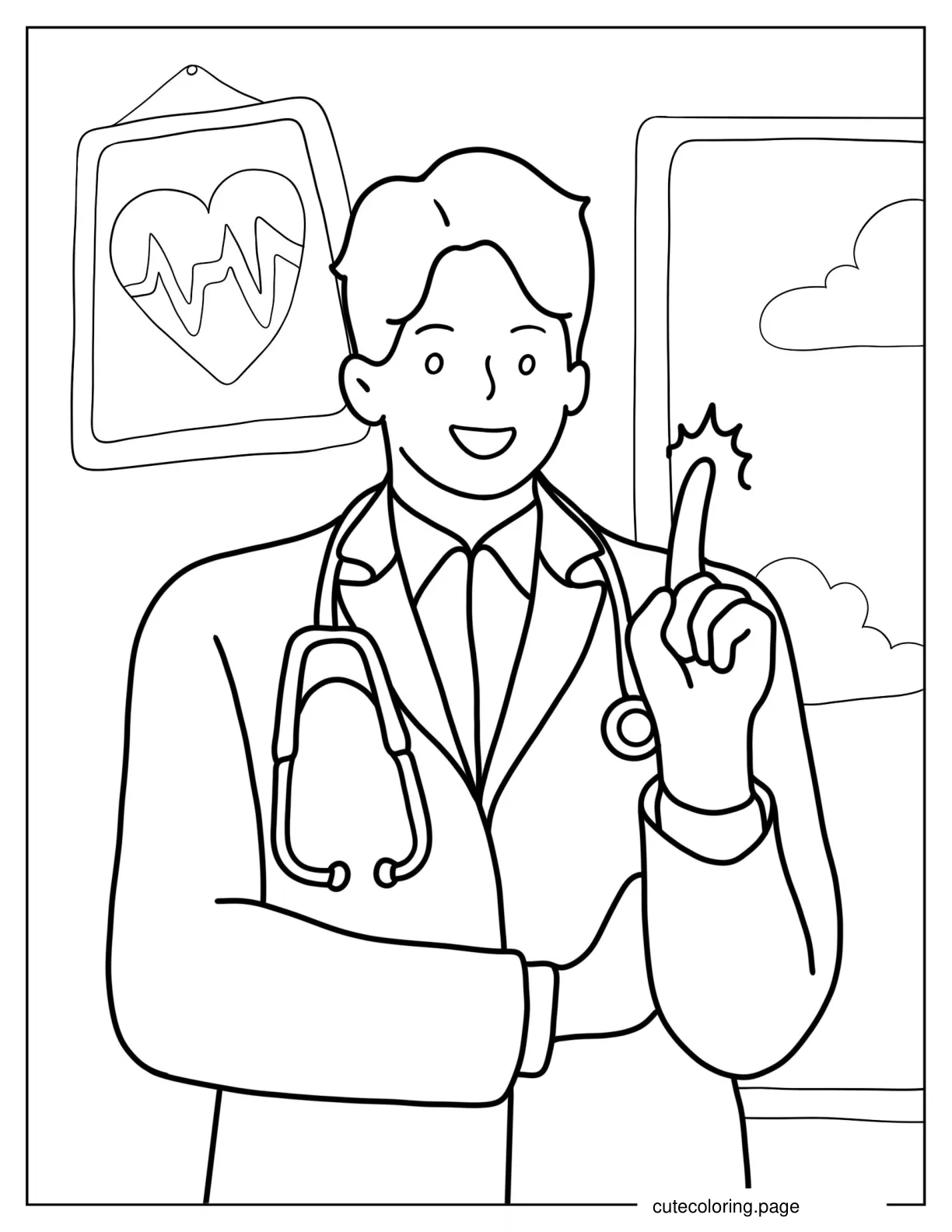 Coloring Page Of Doctor Coming Up With An Idea coloring page