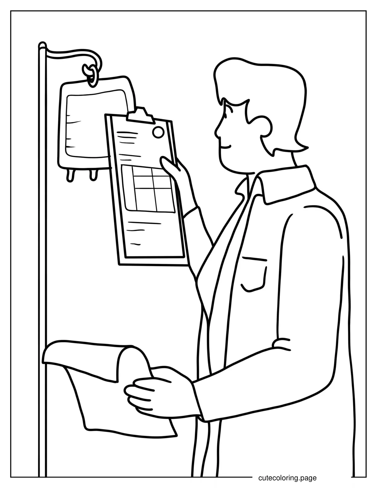 Doctor Reading a Patients Chart coloring page