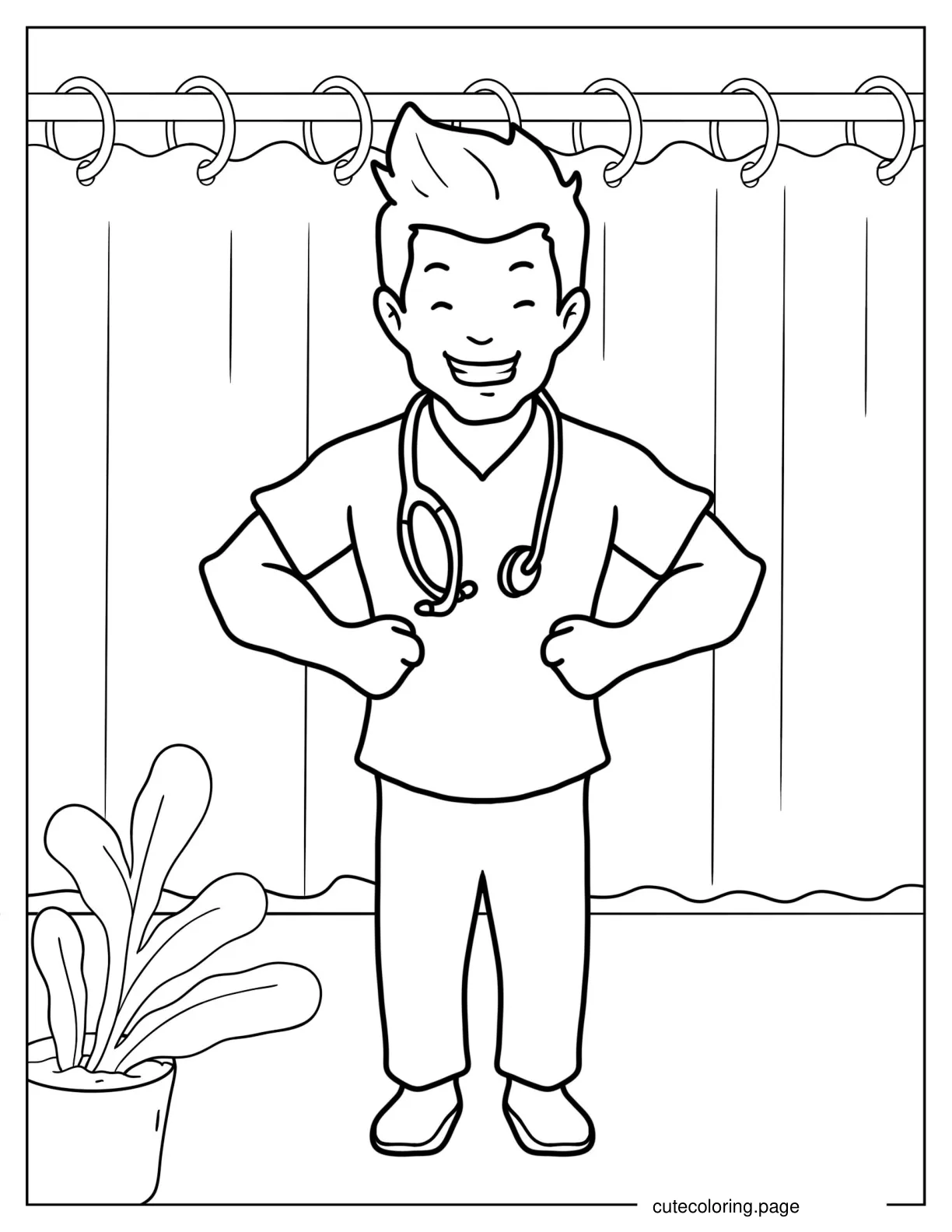 Male Nurse Coloring Page For Kids coloring page