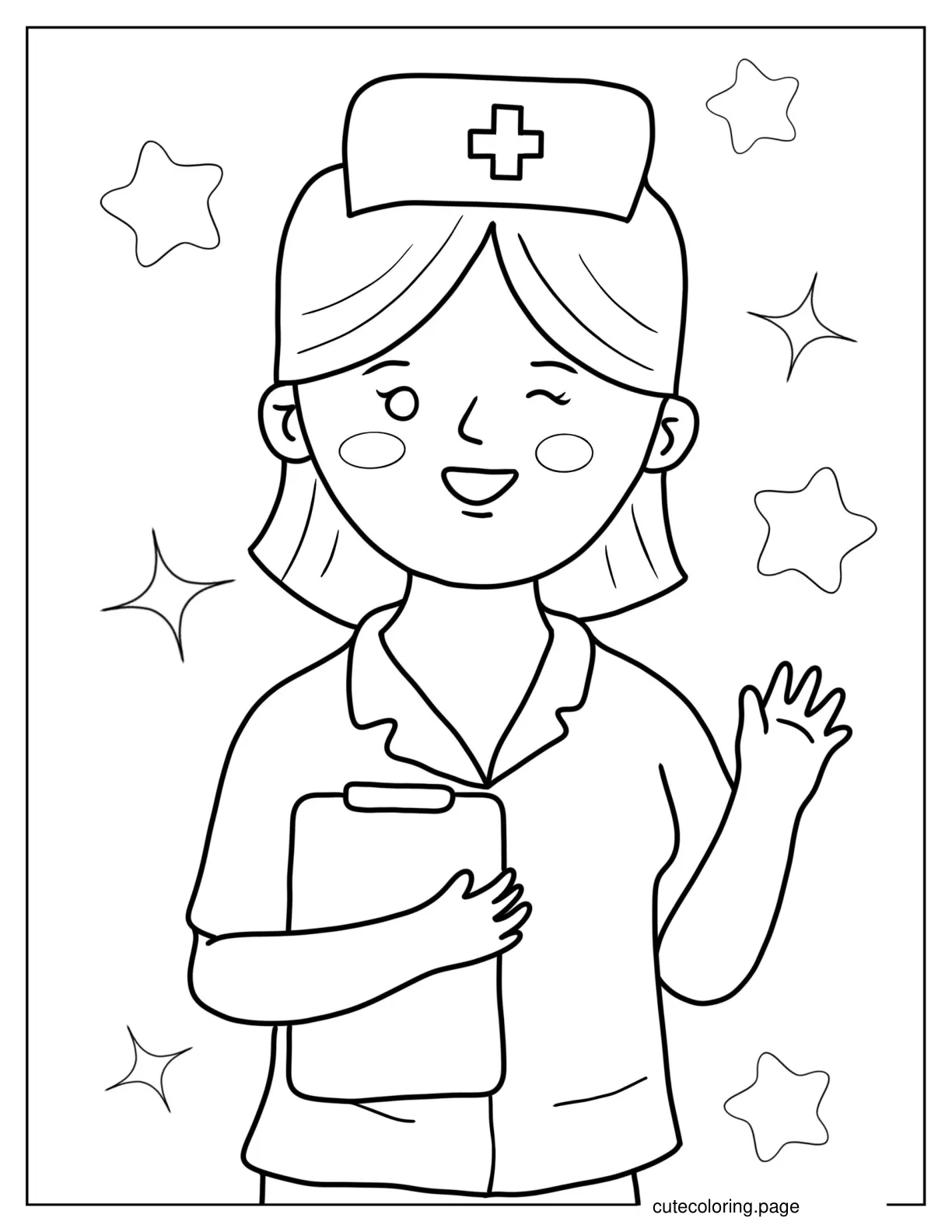 Simple Outline Of a Nurse To Color coloring page