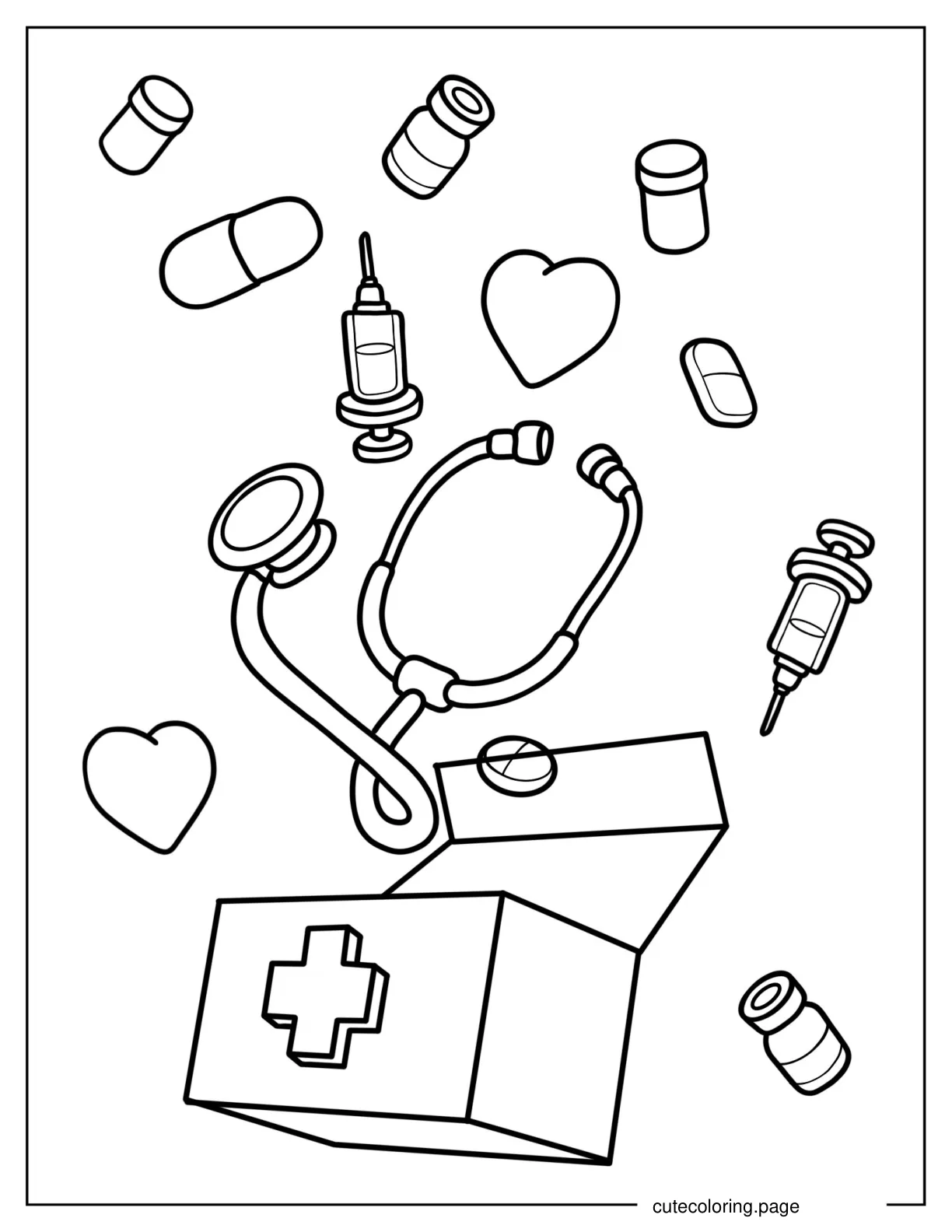 Various Medical Equipment Used By Doctors And Nurses coloring page