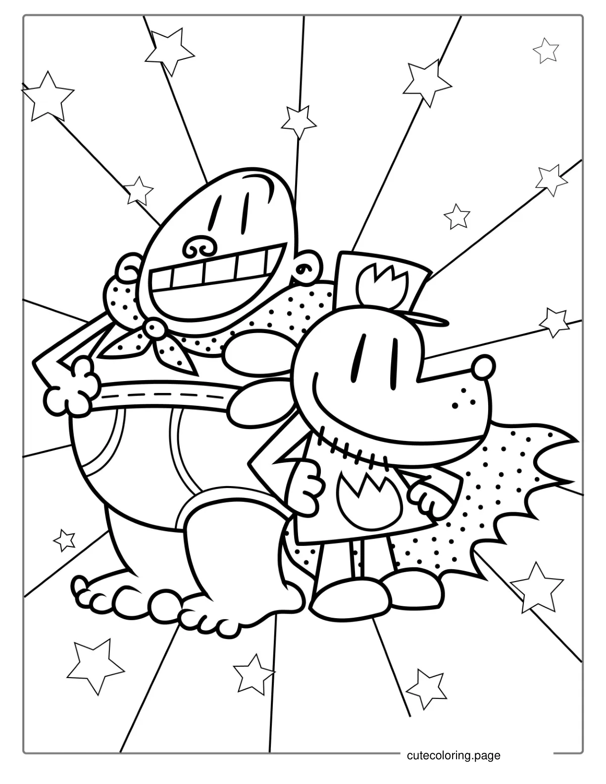 Captain Underpants With Dog Man To Color For Kids coloring page