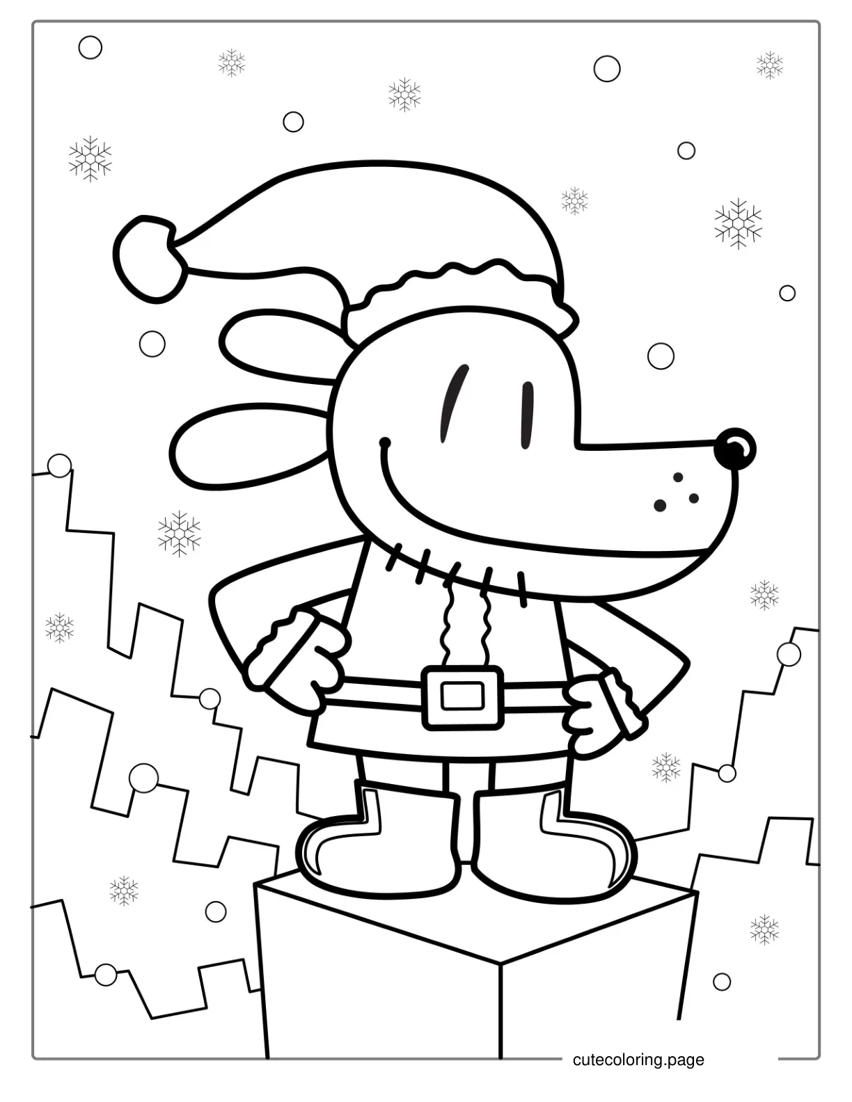 Christmas Themed Dog Man Coloring Sheet coloring page