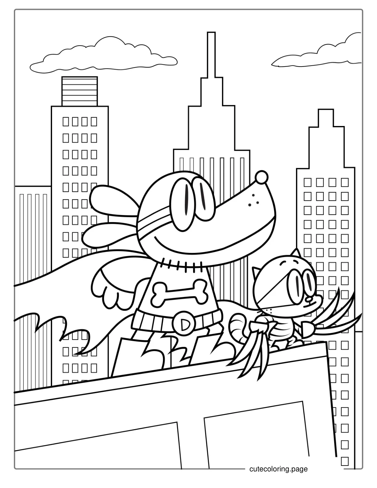 Coloring Page Of Dog Man As a Superhero coloring page