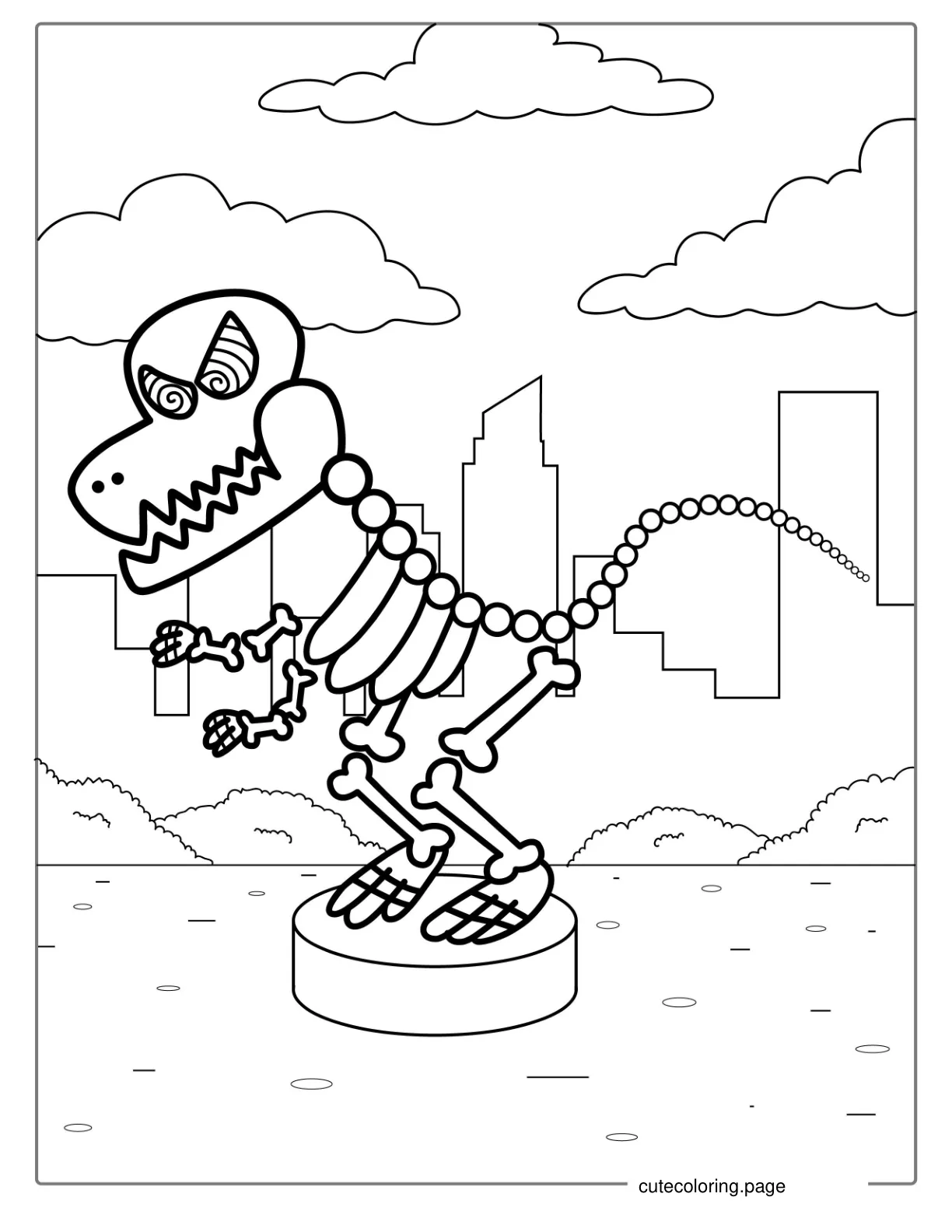 Dog Man Dinosaur Skeleton Coloring Page coloring page