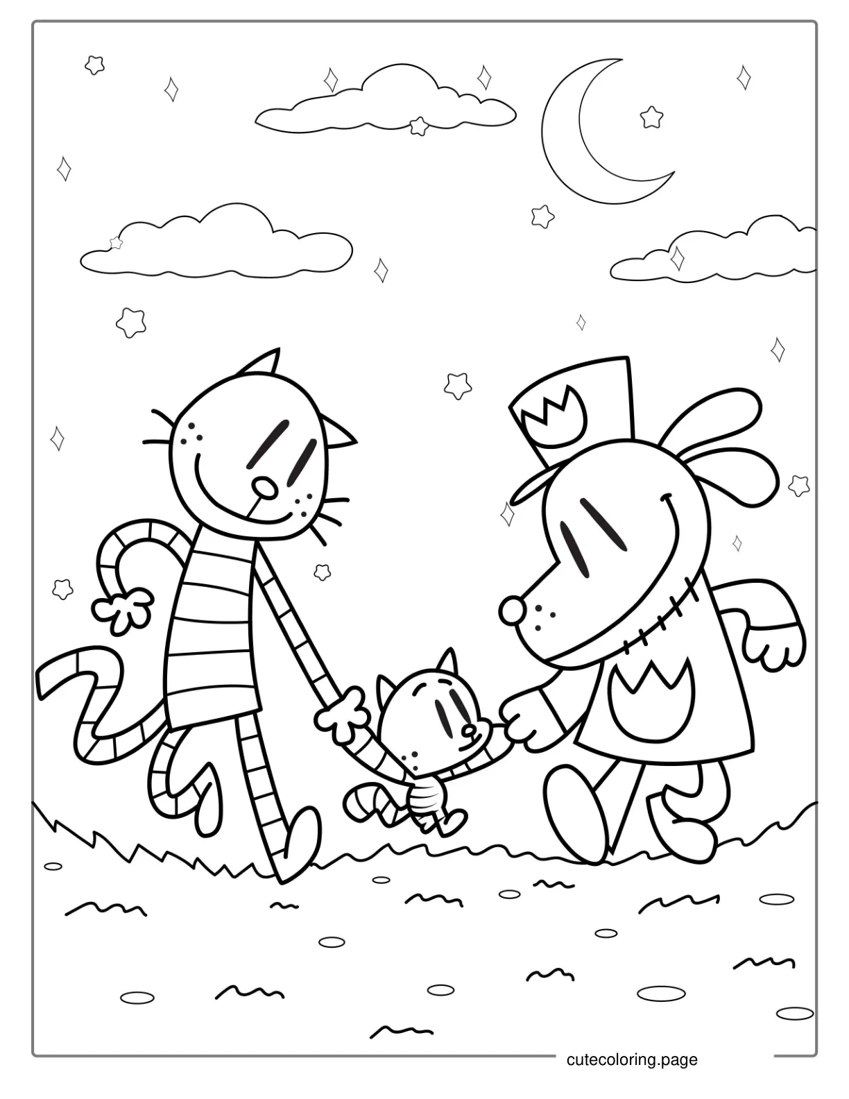 Dog Man With Petey And Lil Petey To Color coloring page