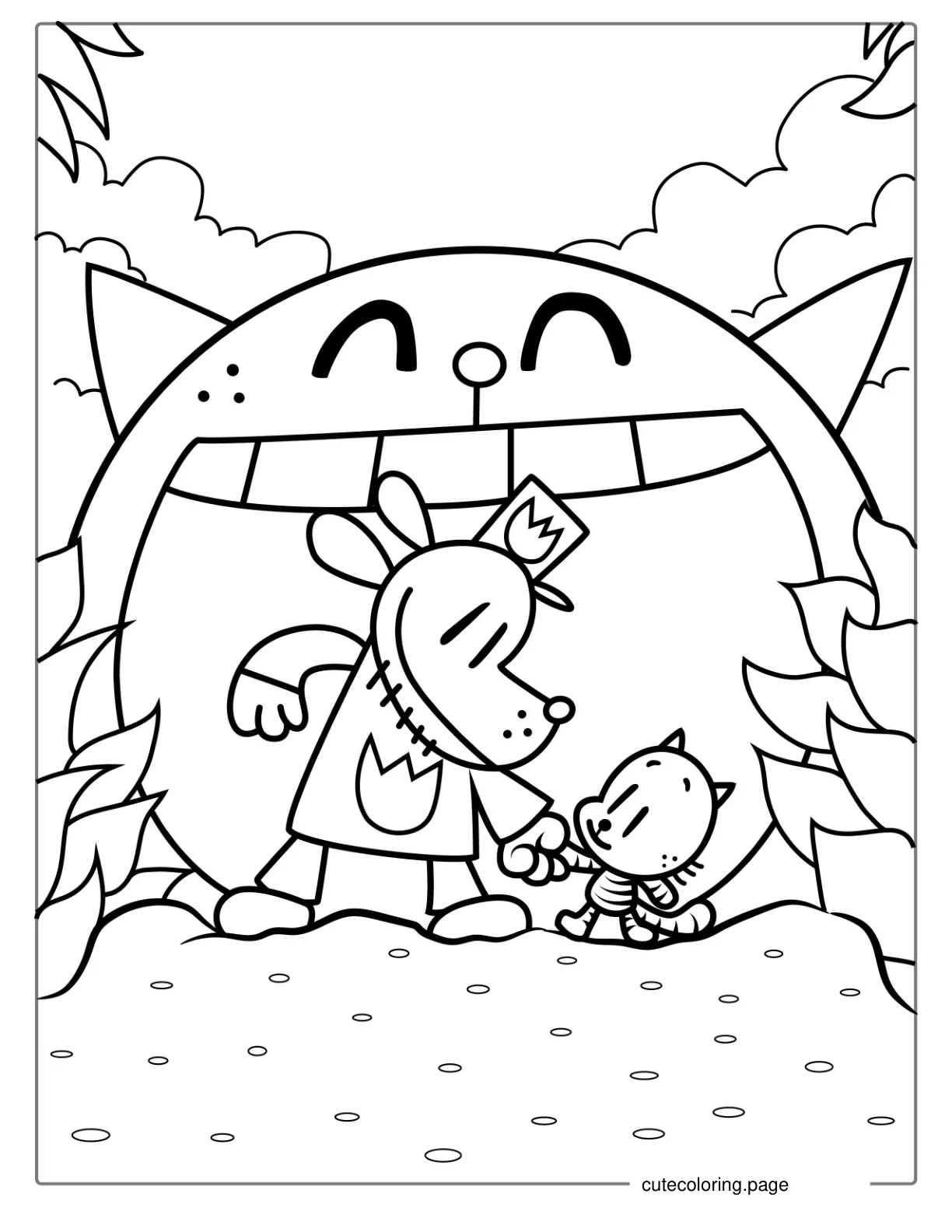 Easy Coloring Page Of Dog Man and Lil Petey coloring page