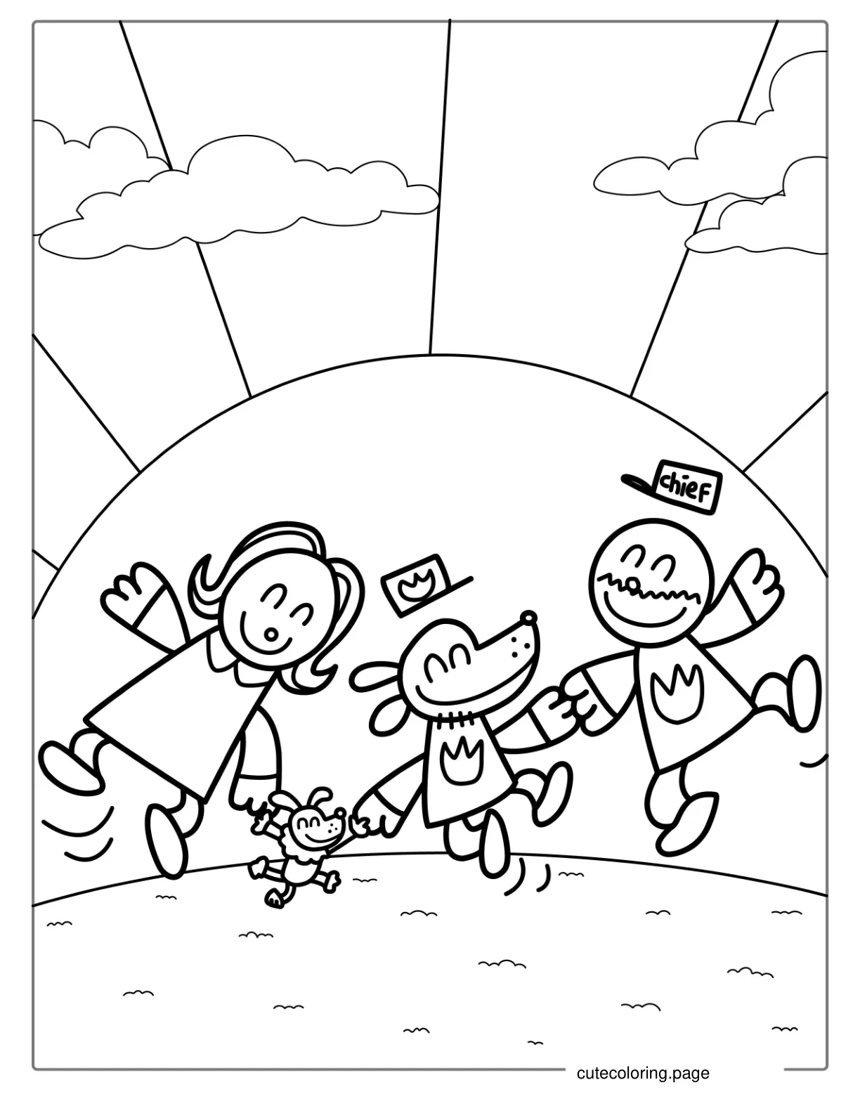 Simple To Color Dog Man Page coloring page