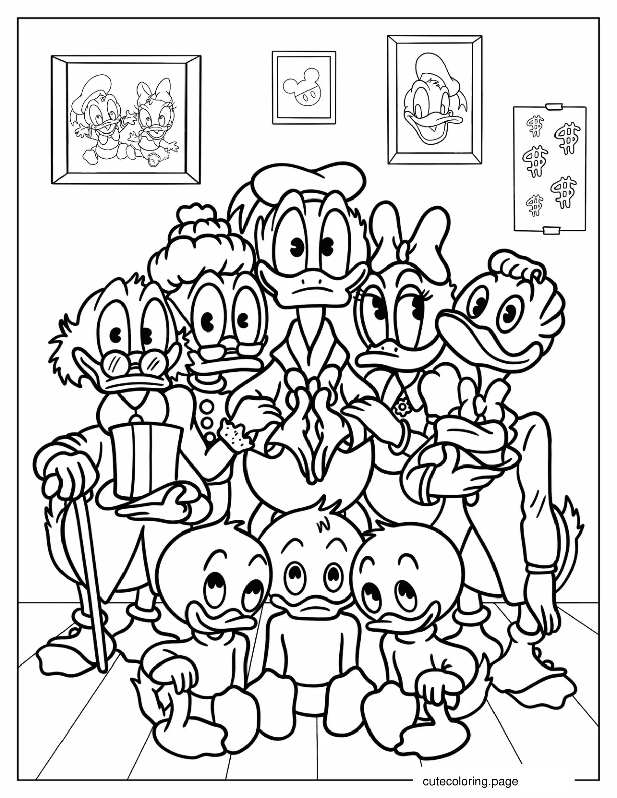 Coloring Page Of Donald Duck With Family coloring page