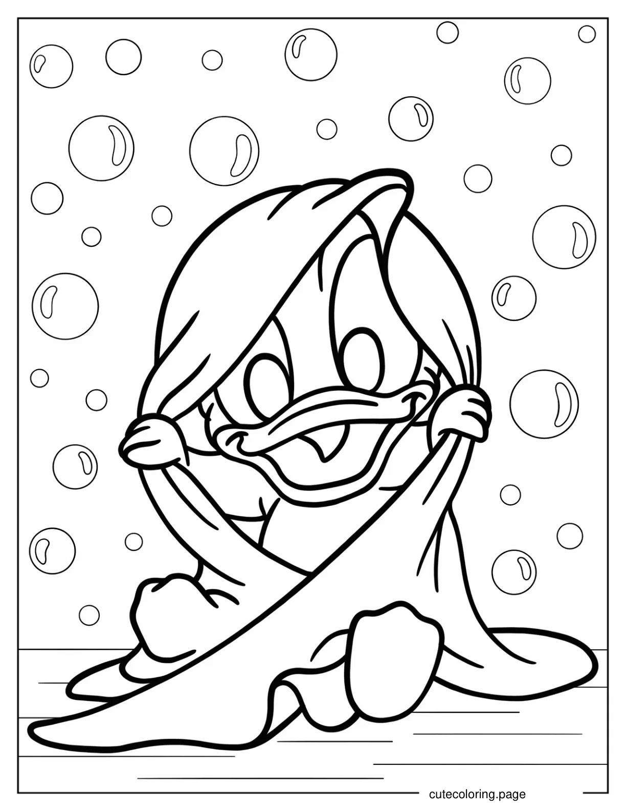 Coloring Sheet Of Baby Donald Duck Under Blanket coloring page