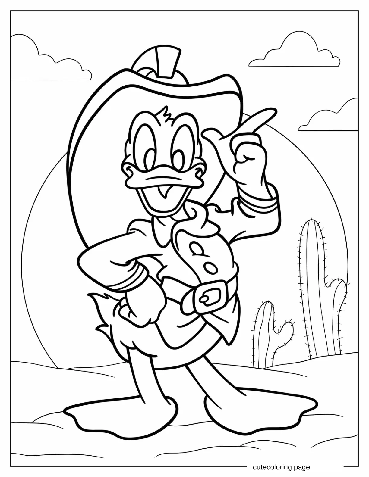 Cowboy Donald Duck coloring page