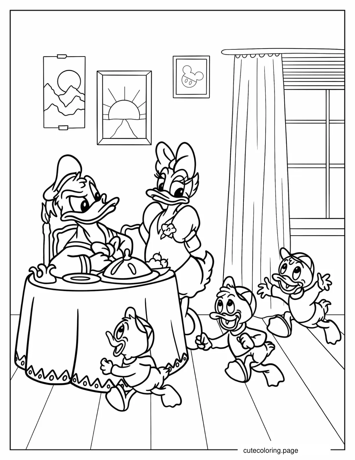 Donald Daisy And Their Nephews Coloring Sheet coloring page