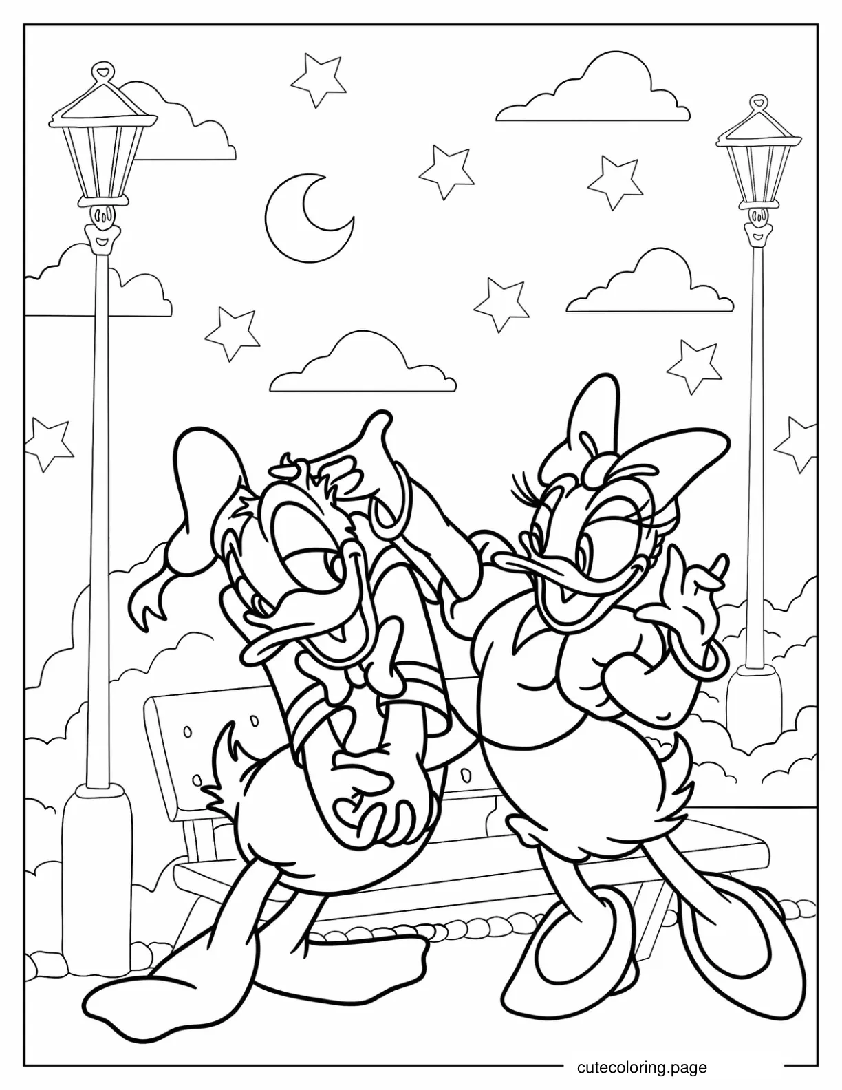 Donald Duck In Love With Daisy Duck coloring page