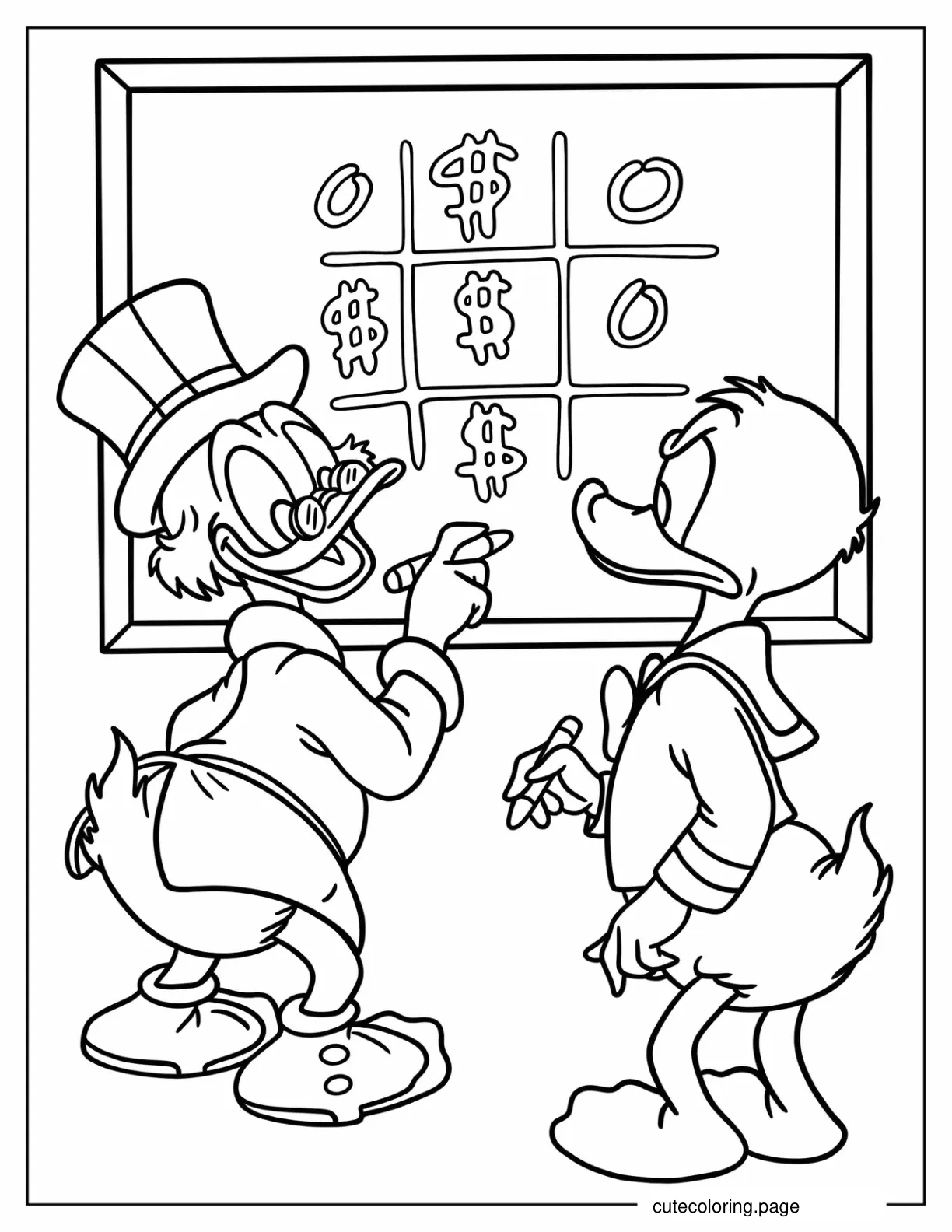 Uncle Scrooge Playing With Donald Duck Coloring Sheet coloring page