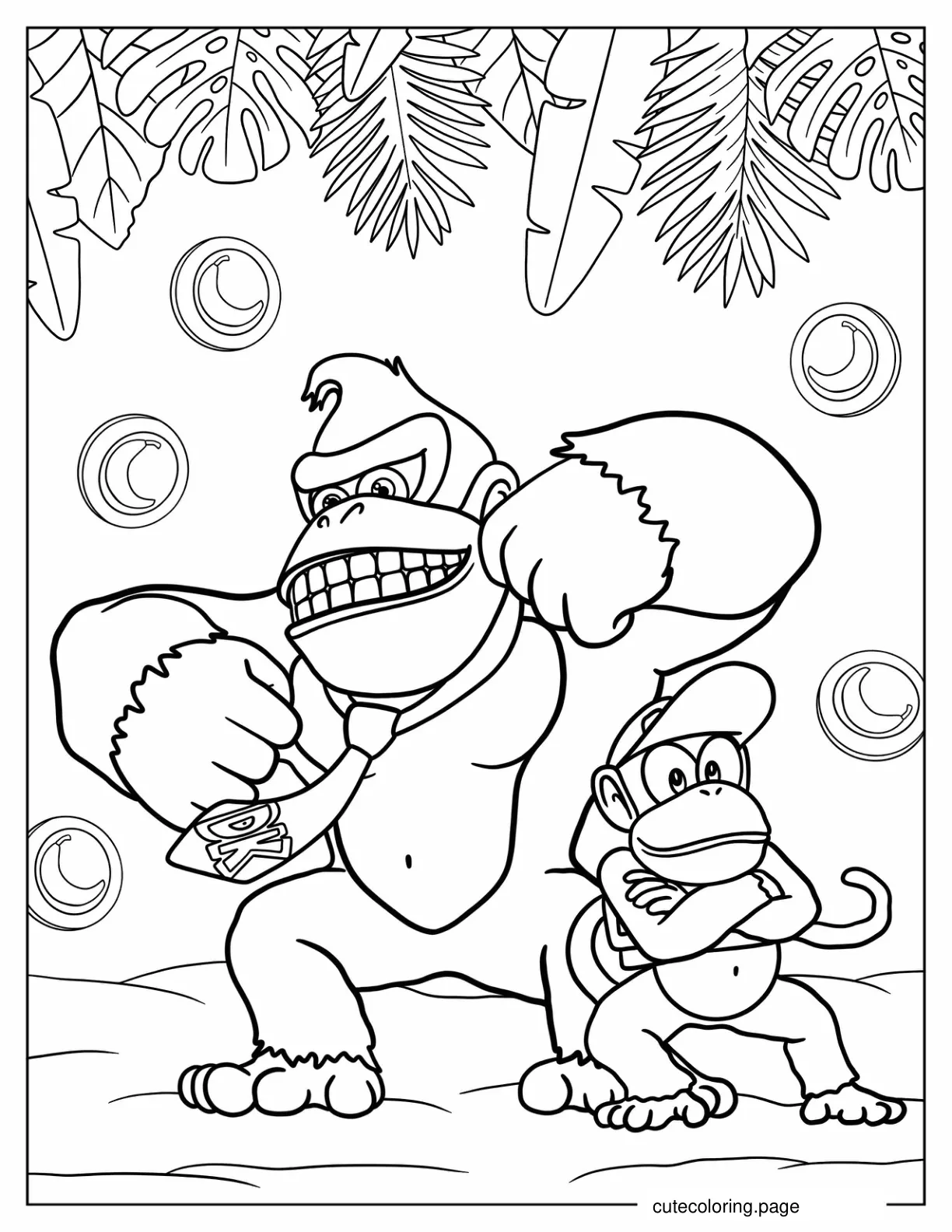 Coloring Page Of Diddy And Donkey Kong coloring page