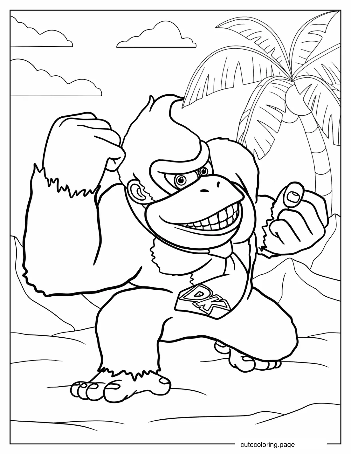 Coloring Page Of Donkey Kong In The Jungle coloring page