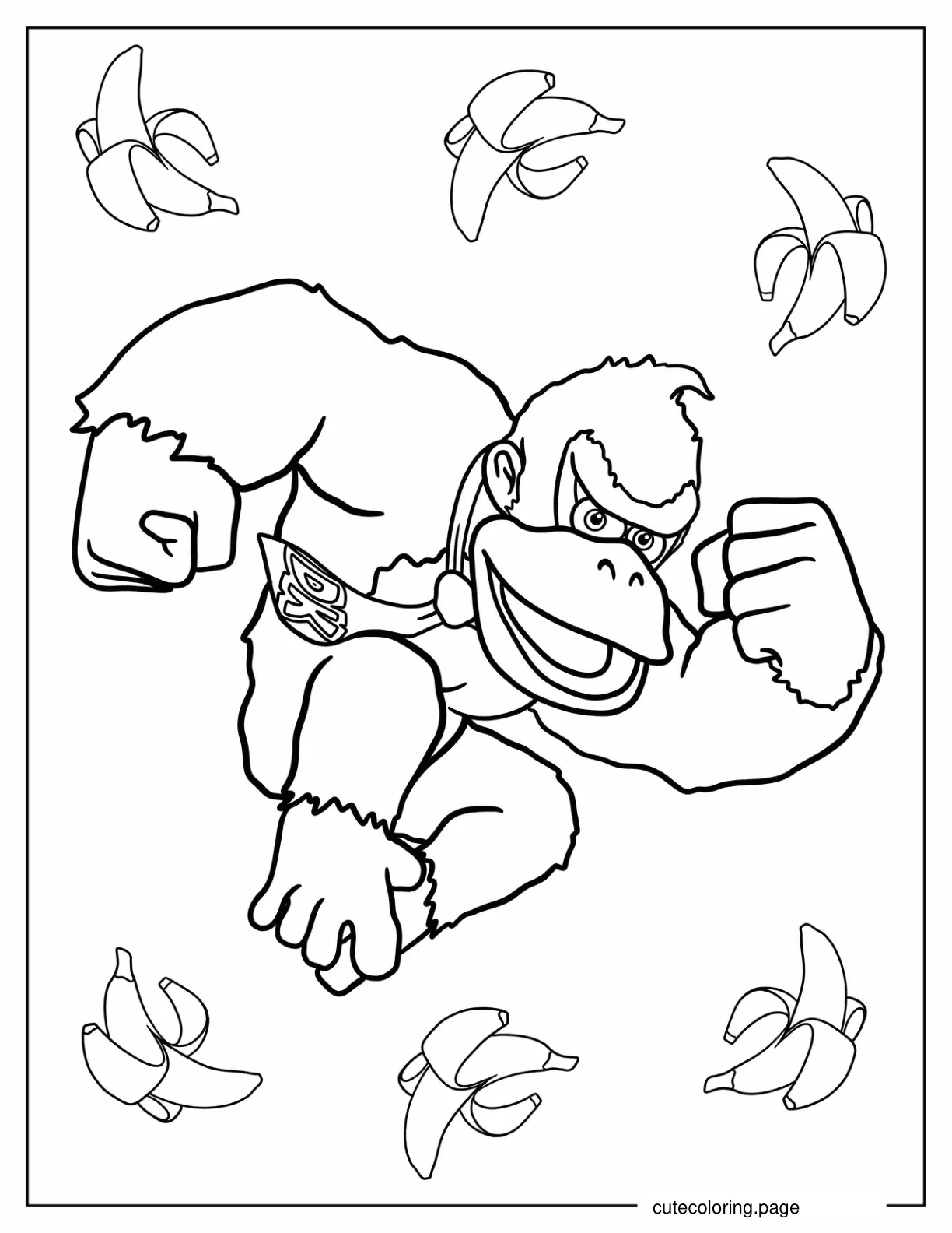 Coloring Page Of Donkey Kong Jumping Through The Air coloring page