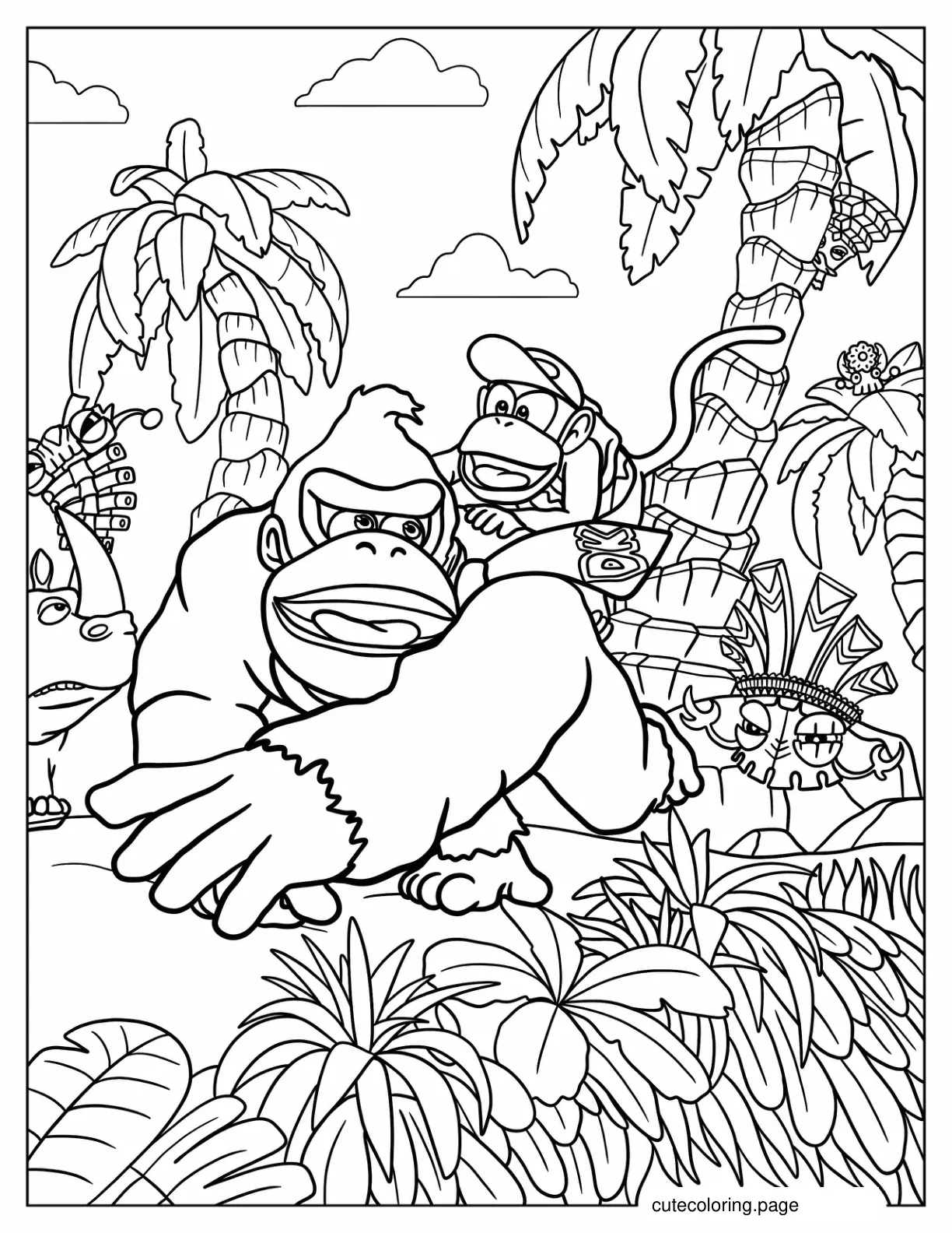 Detailed Donkey Kong Coloring Page coloring page