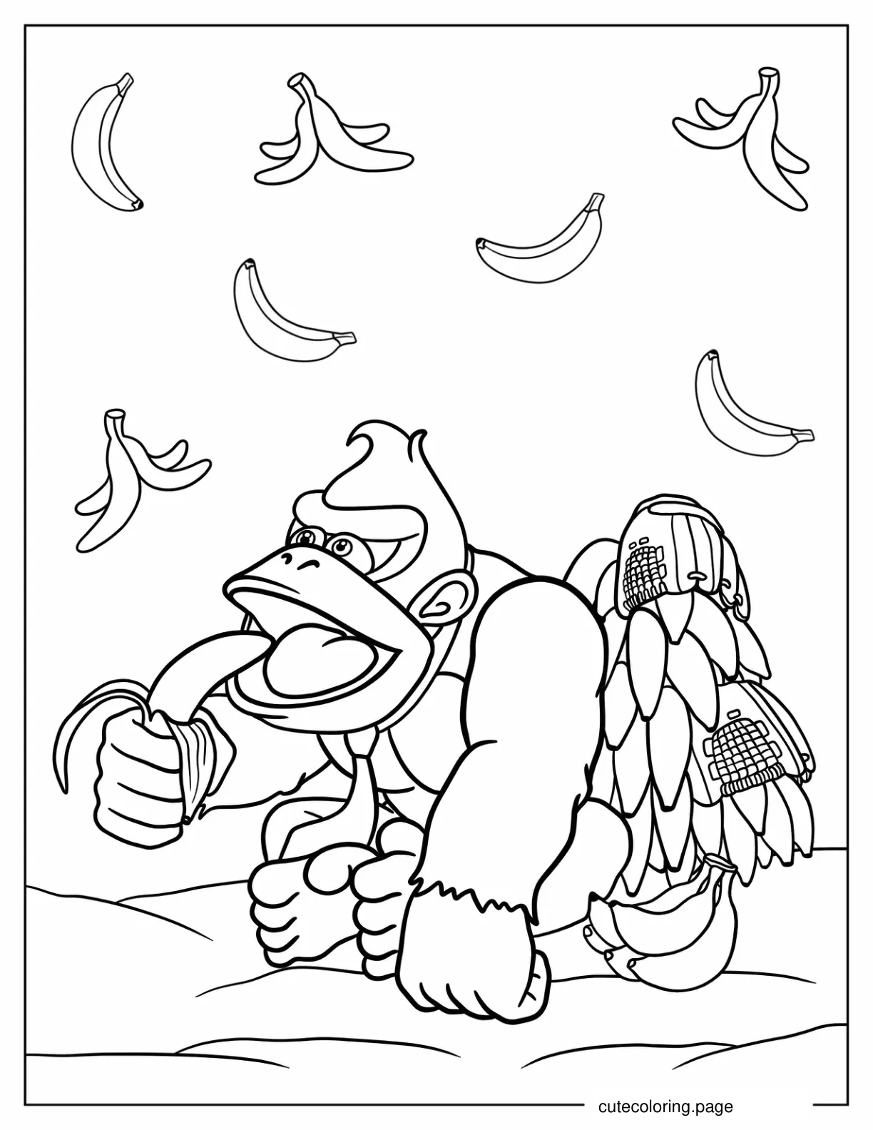 Donkey Kong Carrying a Bunch Of Bananas coloring page