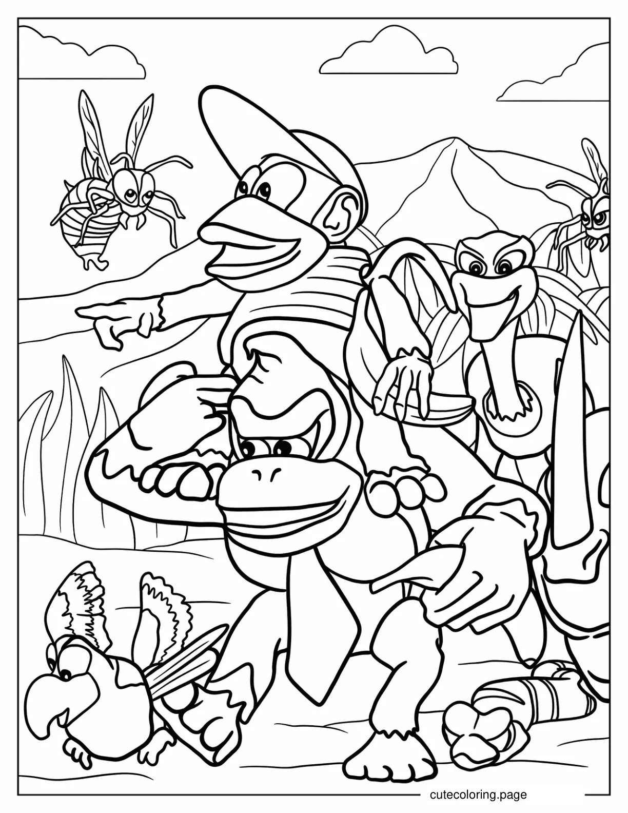 Donkey Kong In Kongo Jungle To Color coloring page