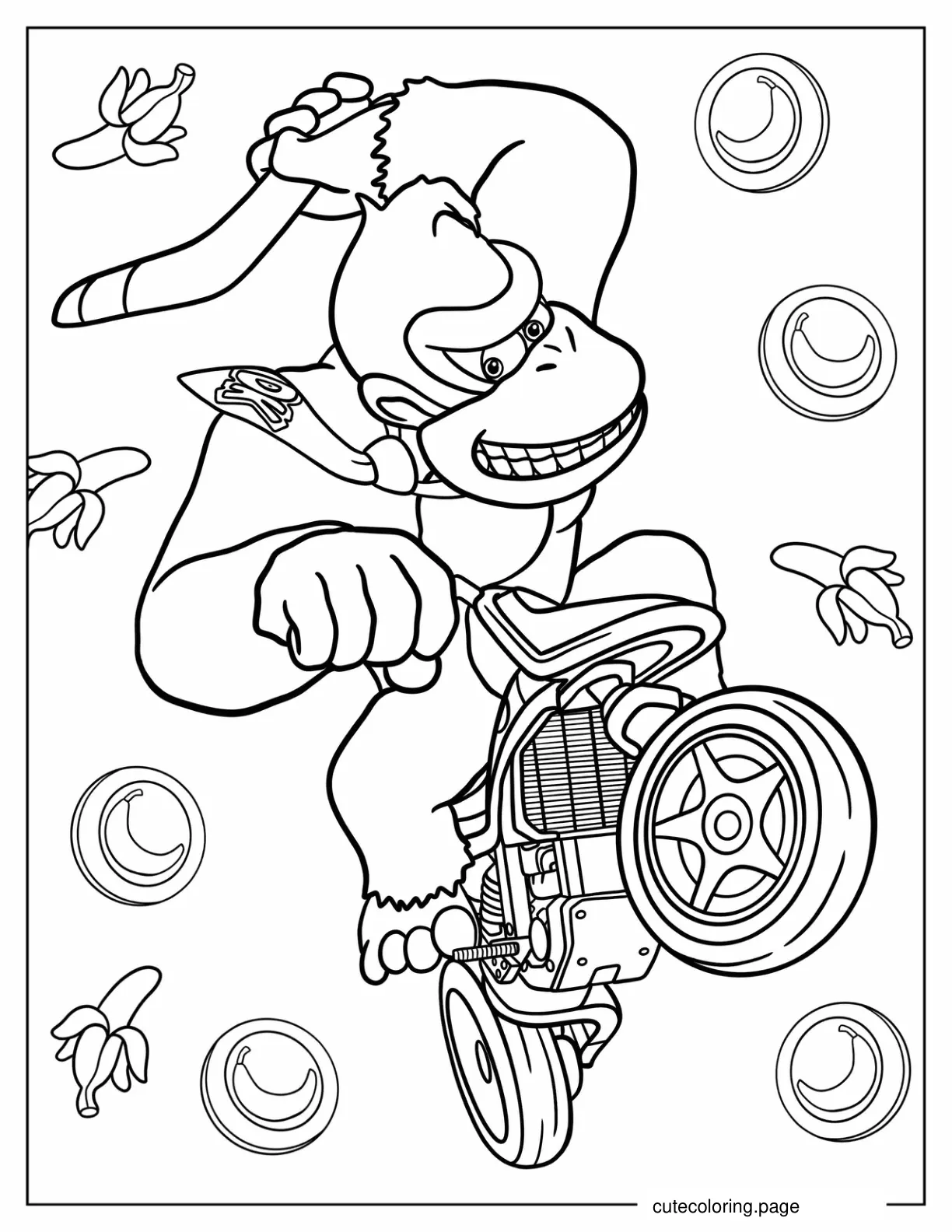 Donkey Kong Racing In Mario Kart To Color coloring page