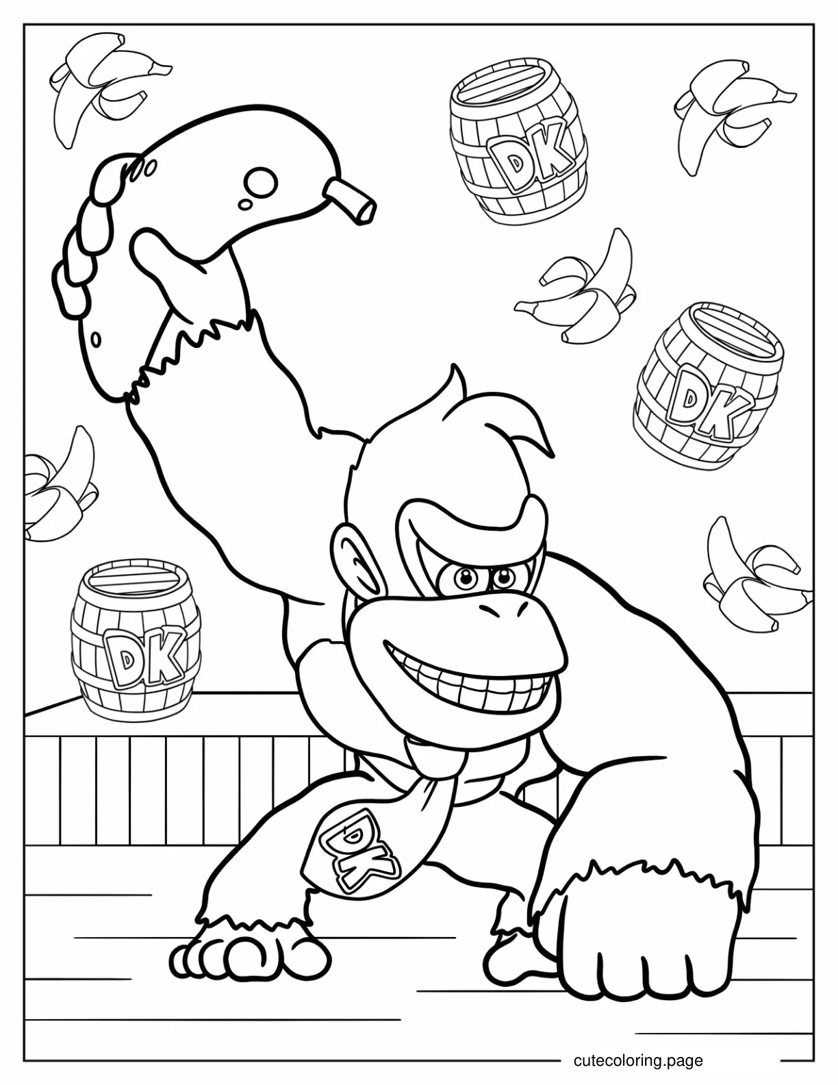 Donkey Kong Throwing a Banana coloring page