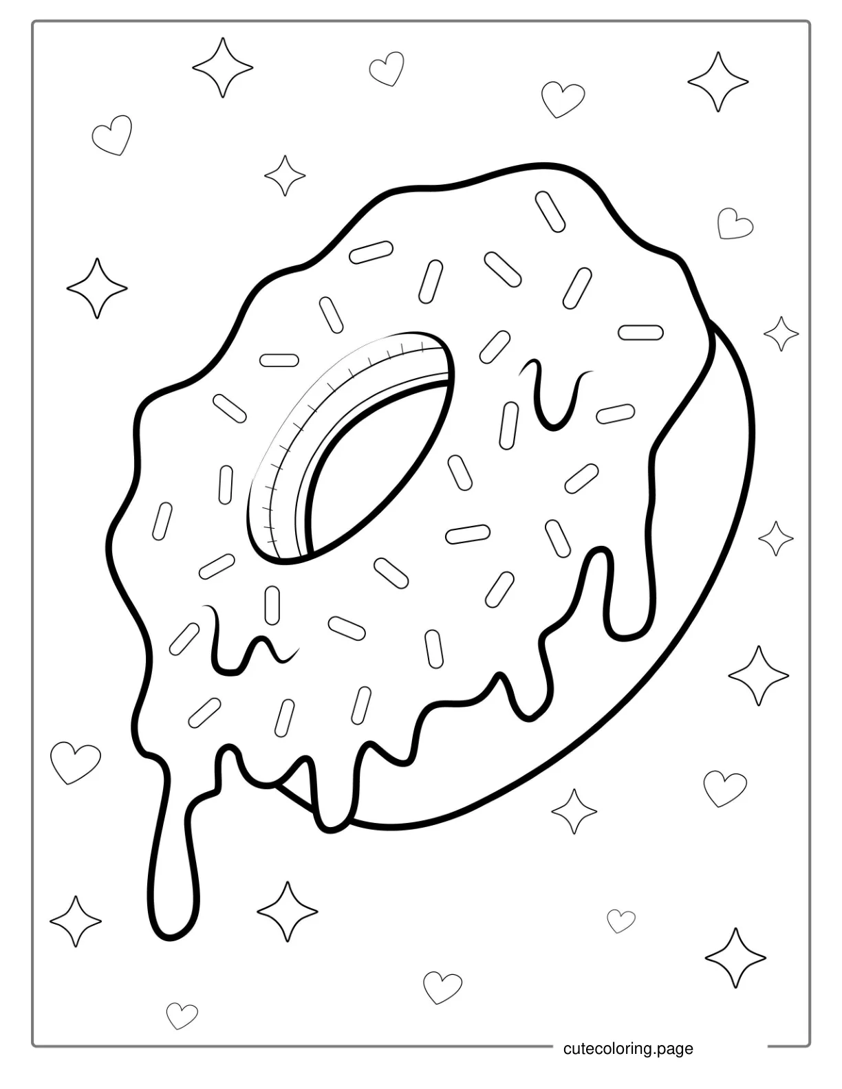 Coloring Page Of Donut With Overflowing Icing coloring page