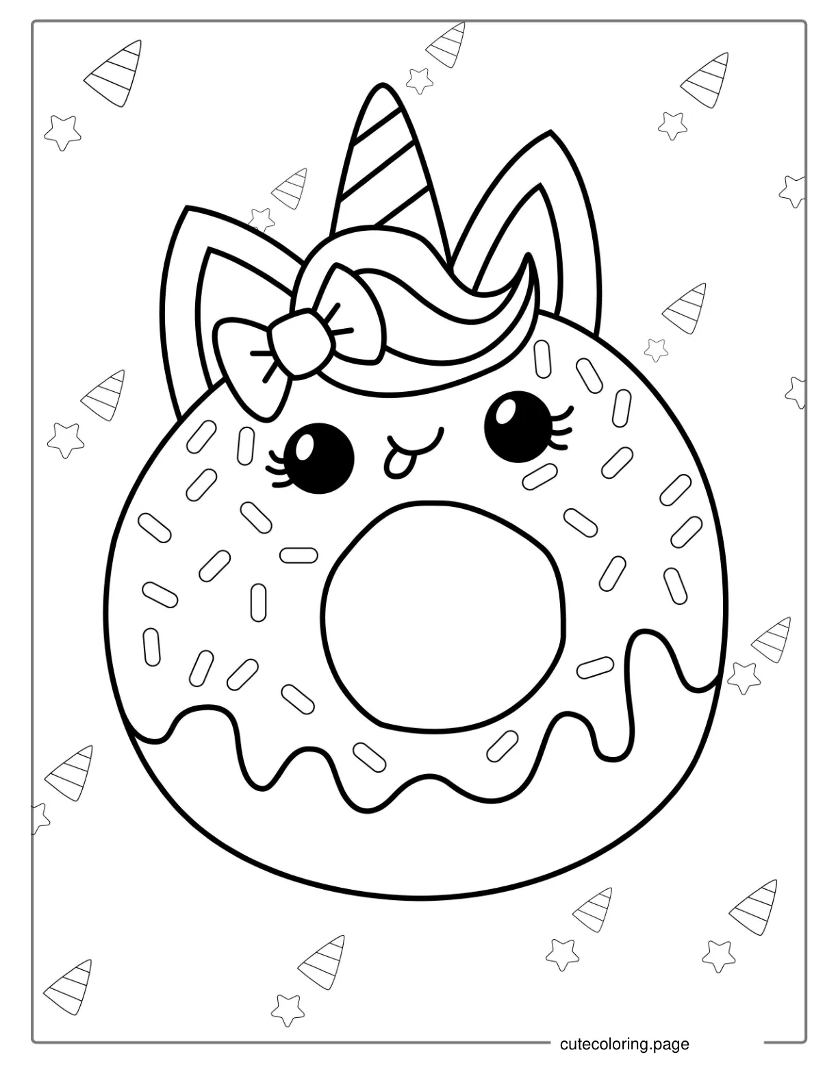 Cute Unicorn Donut Coloring Page coloring page