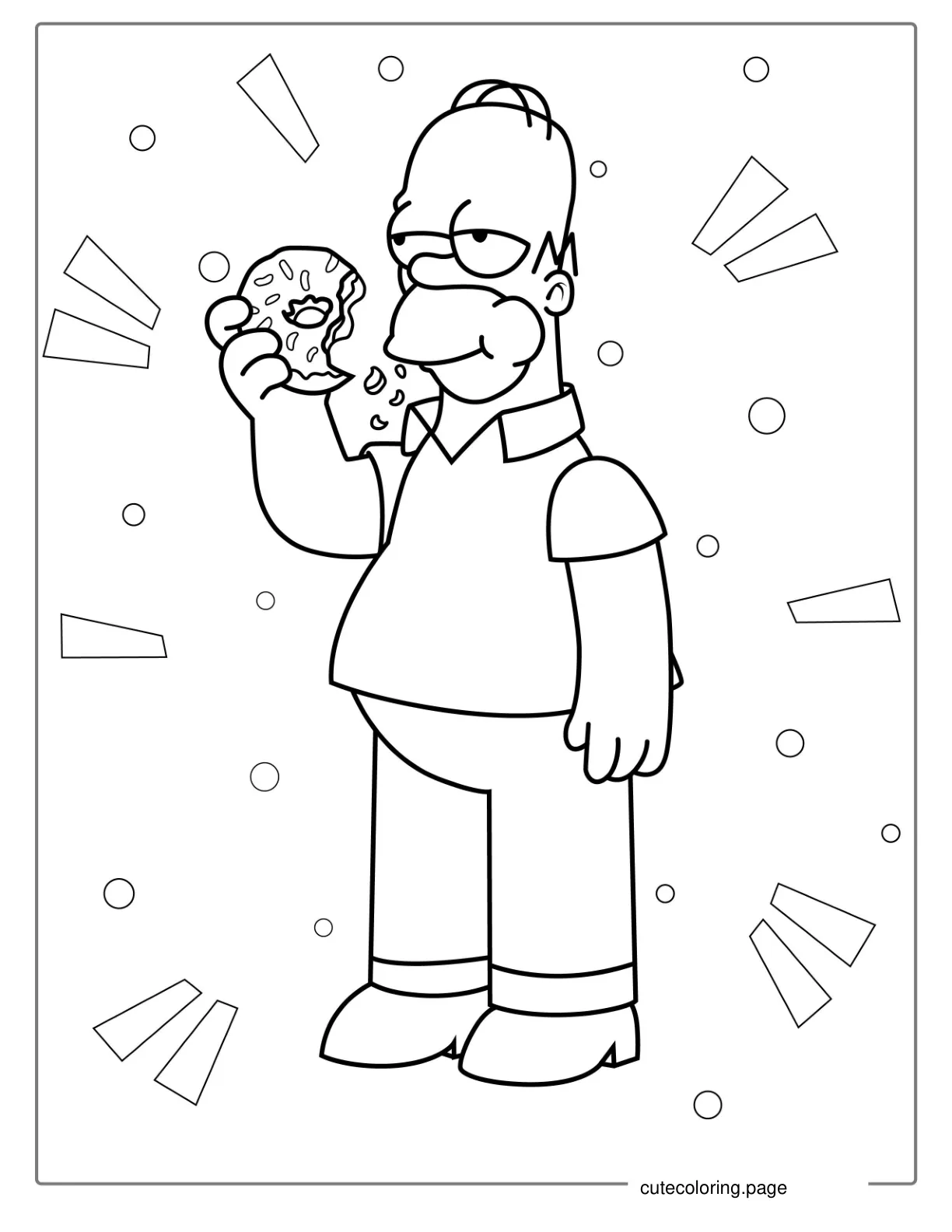 Homer Simpson Eating a Donut To Color coloring page