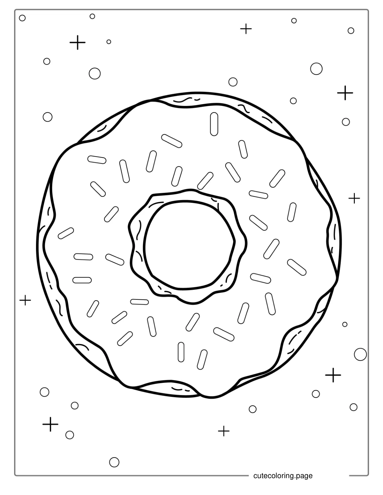 Simple Outline Of Glazed Donut With Sprinkles coloring page