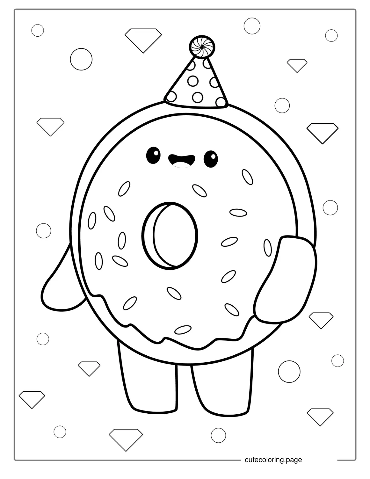 Smiling Donut Cartoon Person Coloring Page coloring page