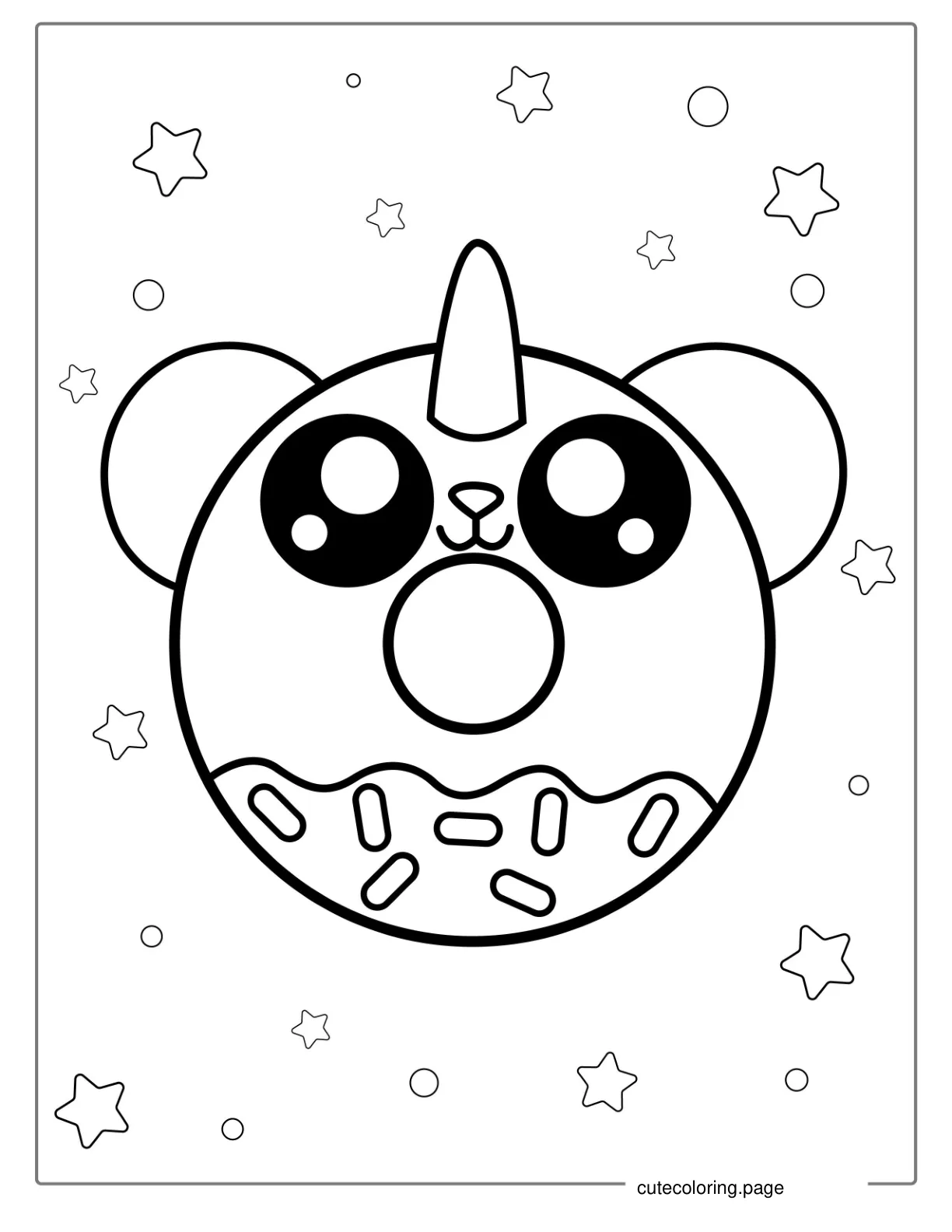 Teddy Bear Themed Donut Coloring Sheet coloring page