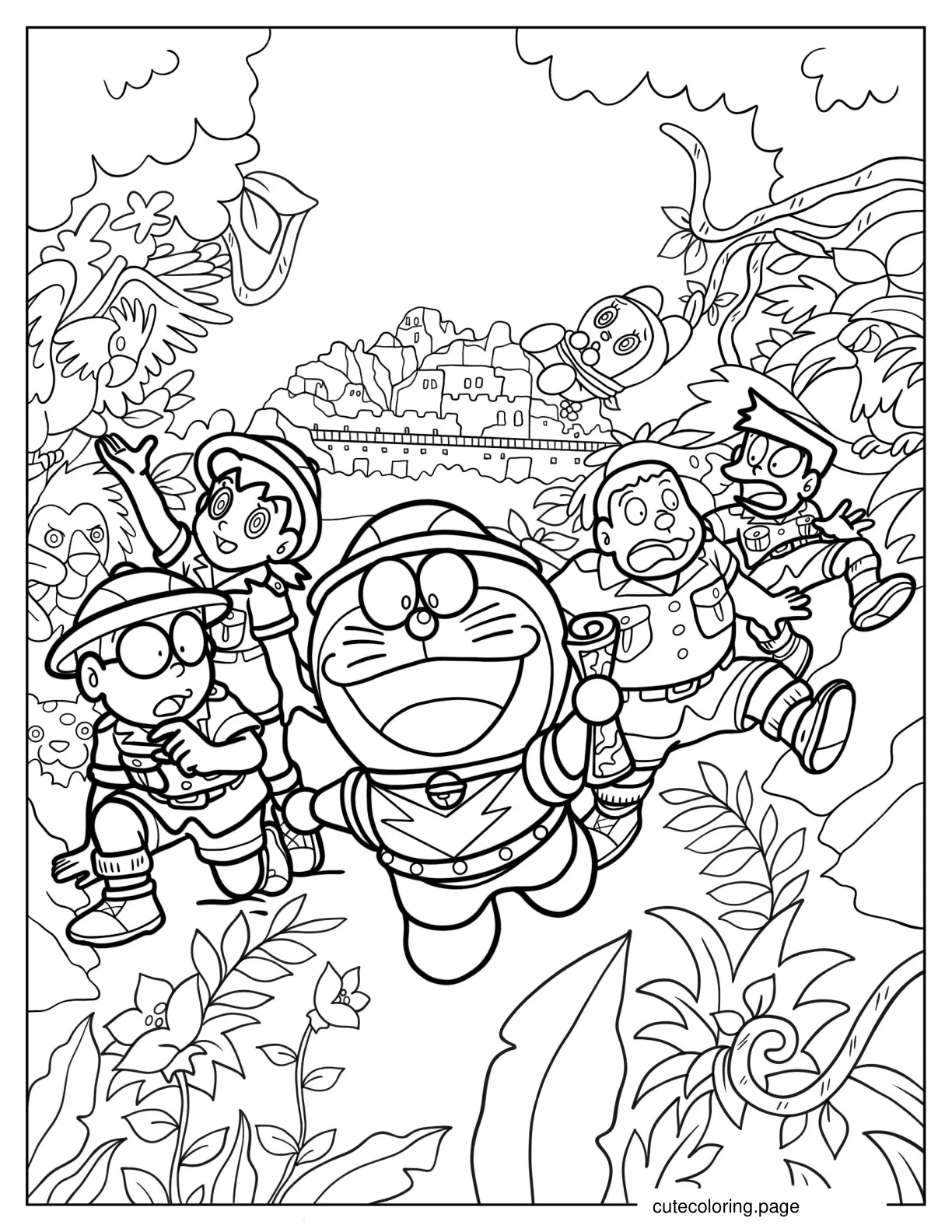 Coloring Sheet of Doraemon Nobita and the Island of Miracles coloring page