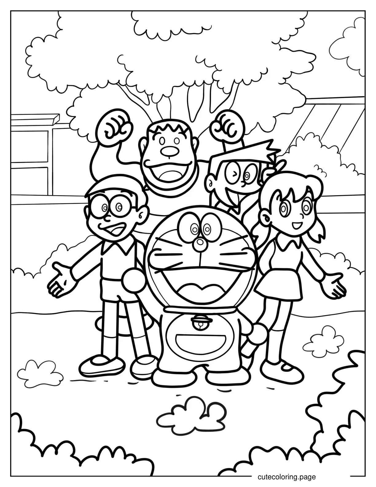 Doraemon Nobita And Friends Coloring Page For Preschoolers coloring page