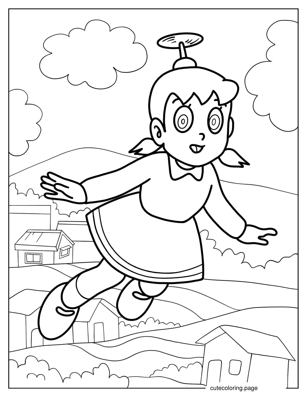 Shizuka Minamoto Wearing Take Copter Coloring In coloring page