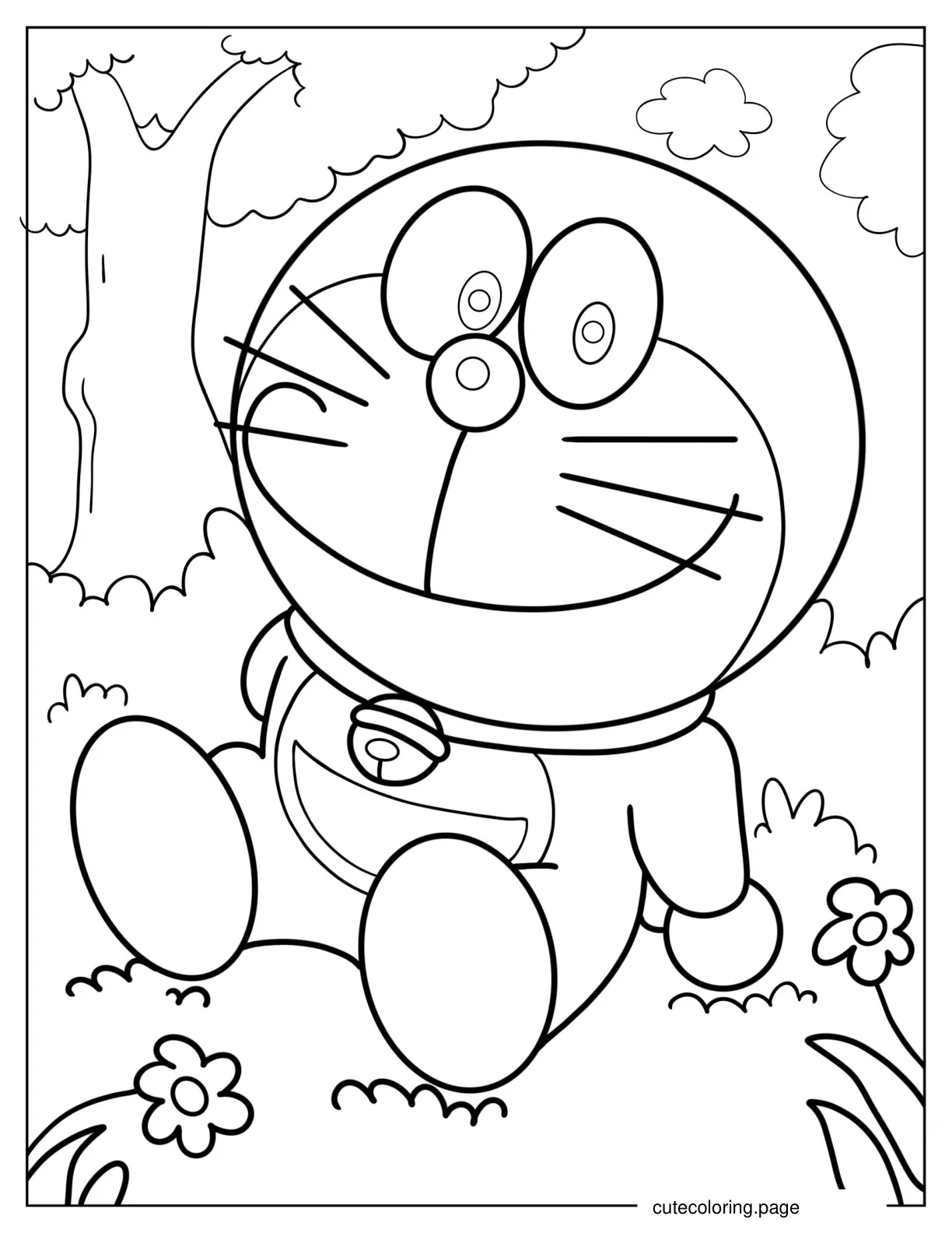 Simple Outline Of Doraemon For Kids coloring page