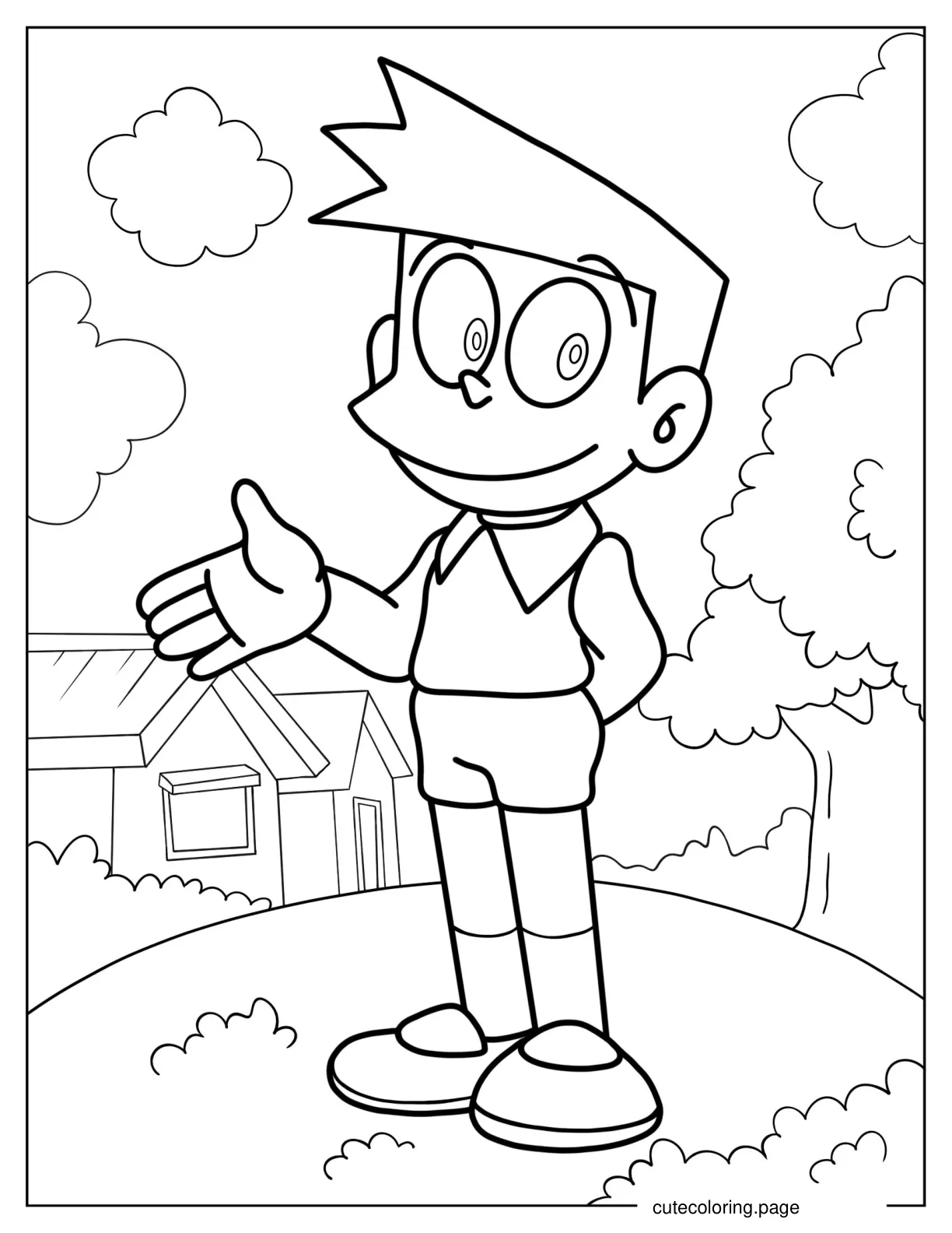 Suneo Honekawa Standing On Hill coloring page