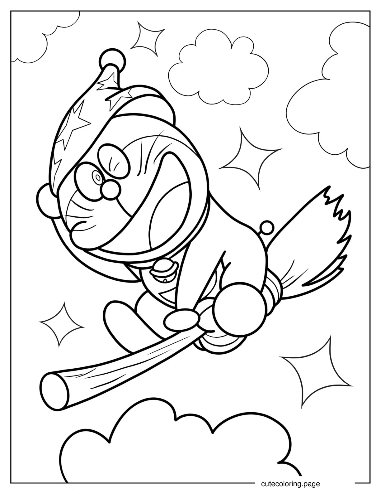 Witch Doraemon Halloween Coloring Sheet coloring page