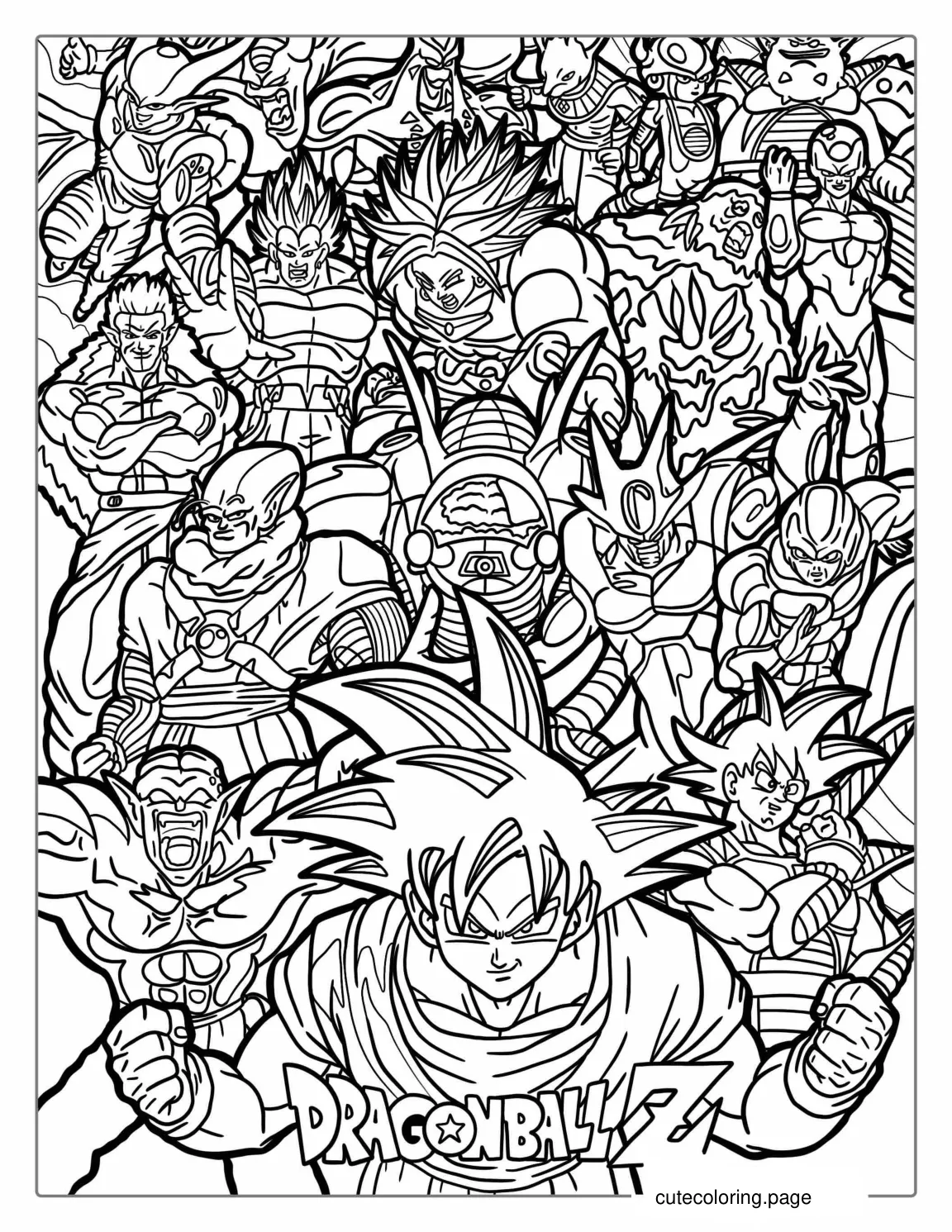 Popular Dragon Ball Z Characters To Color With Logo coloring page