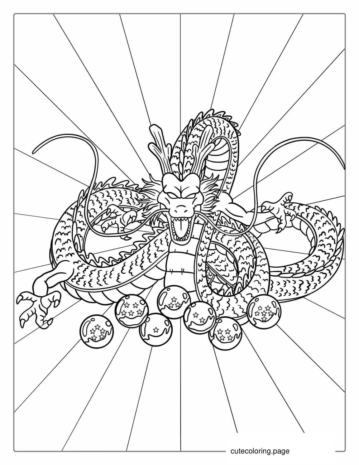 Shenron Dragon With Balls To Color coloring page