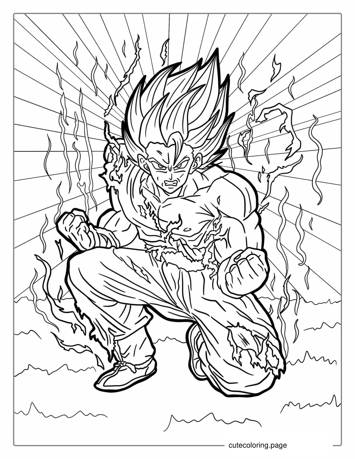 Super Saiyan Goku Coloring Page For Kids coloring page