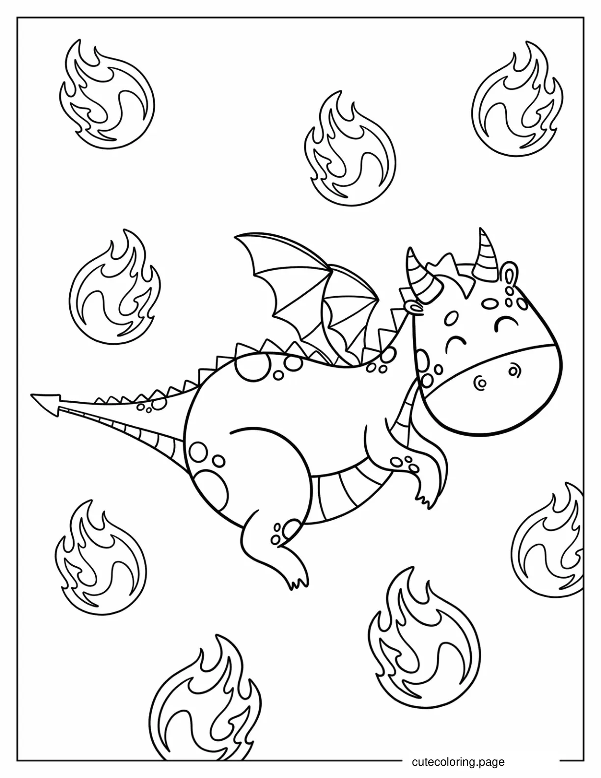 Coloring Sheet Of An Adorable Kawaii Dragon coloring page