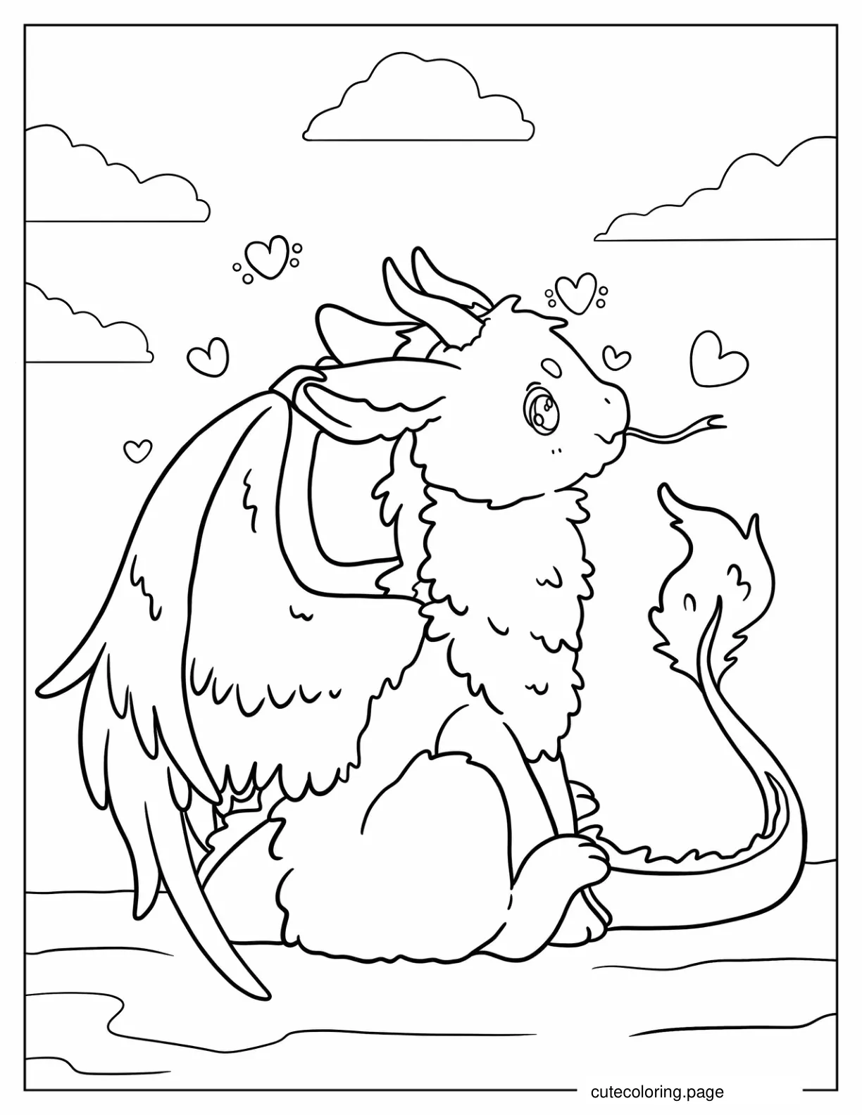 Cute Kawaii Dragon To Color coloring page