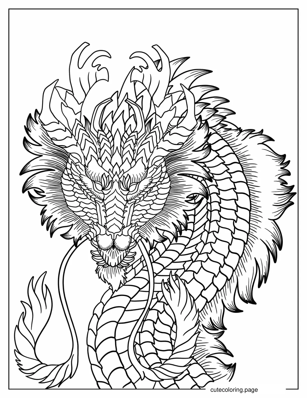 Detailed Dragon Coloring Page For Adults coloring page